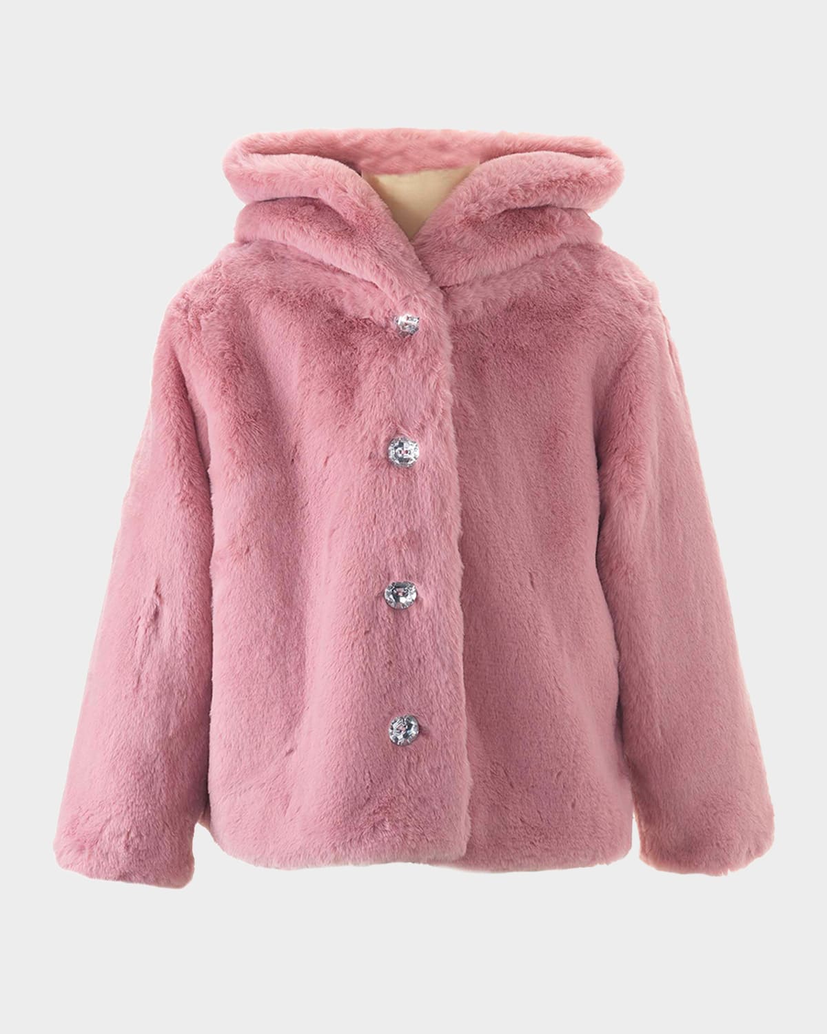 Rachel Riley Girl's Faux Fur Hooded Jacket In Pink