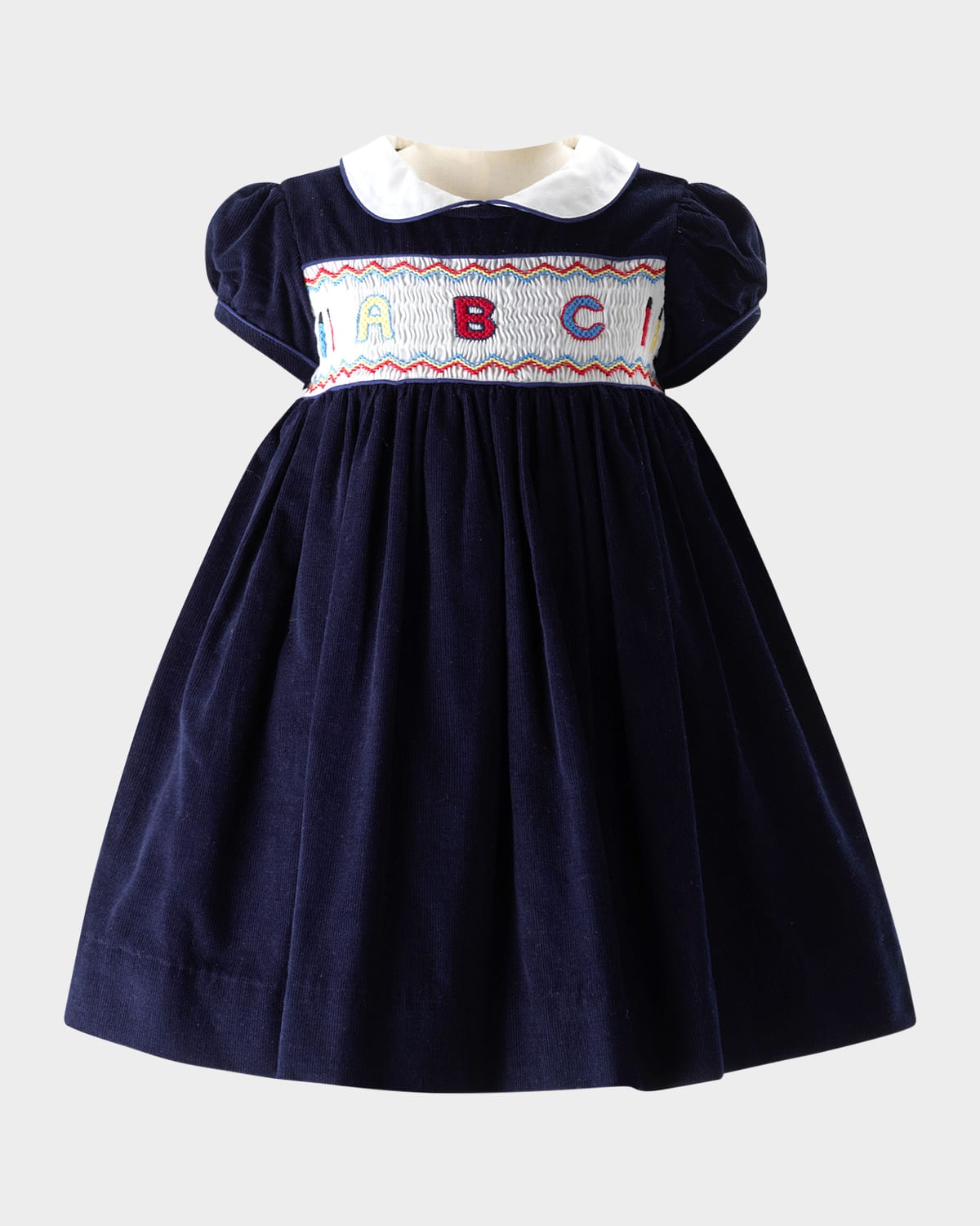 Rachel Riley Girl's Smocked Festive Dress W/ Bloomers In Navy