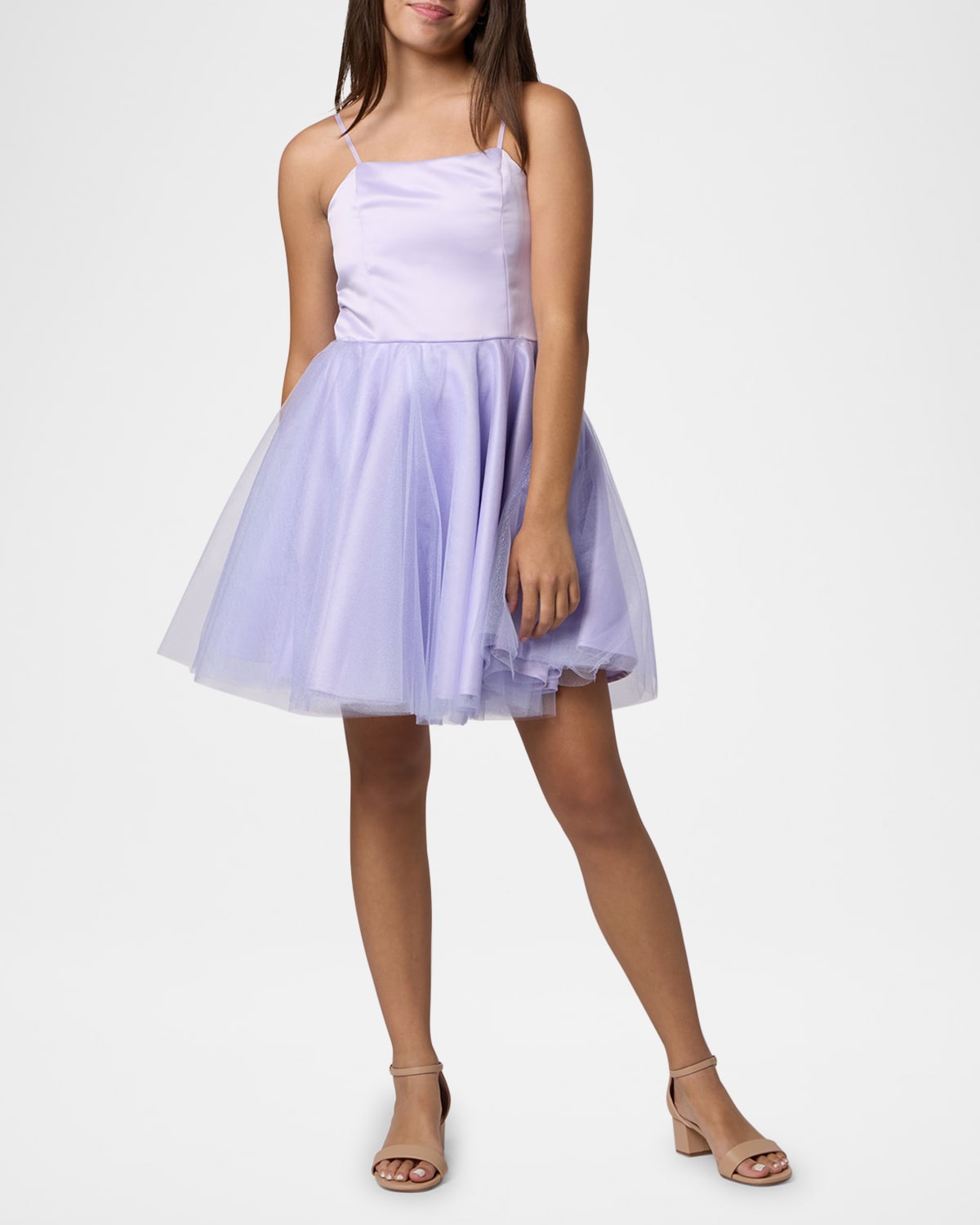 Un Deux Trois Girl's Satin & Tulle Party Dress In Purple
