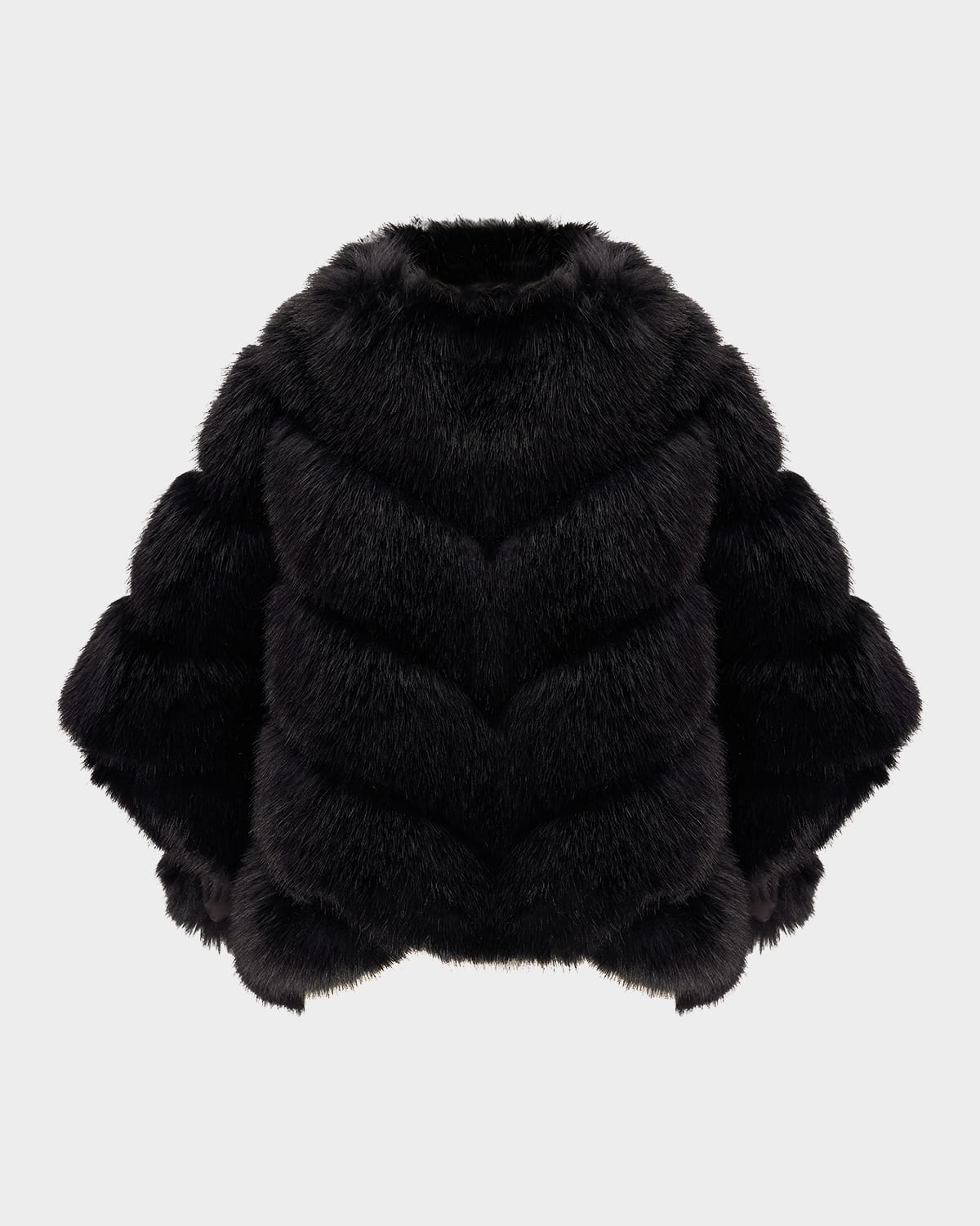 Chevron Fox-Like Faux Fur Cape