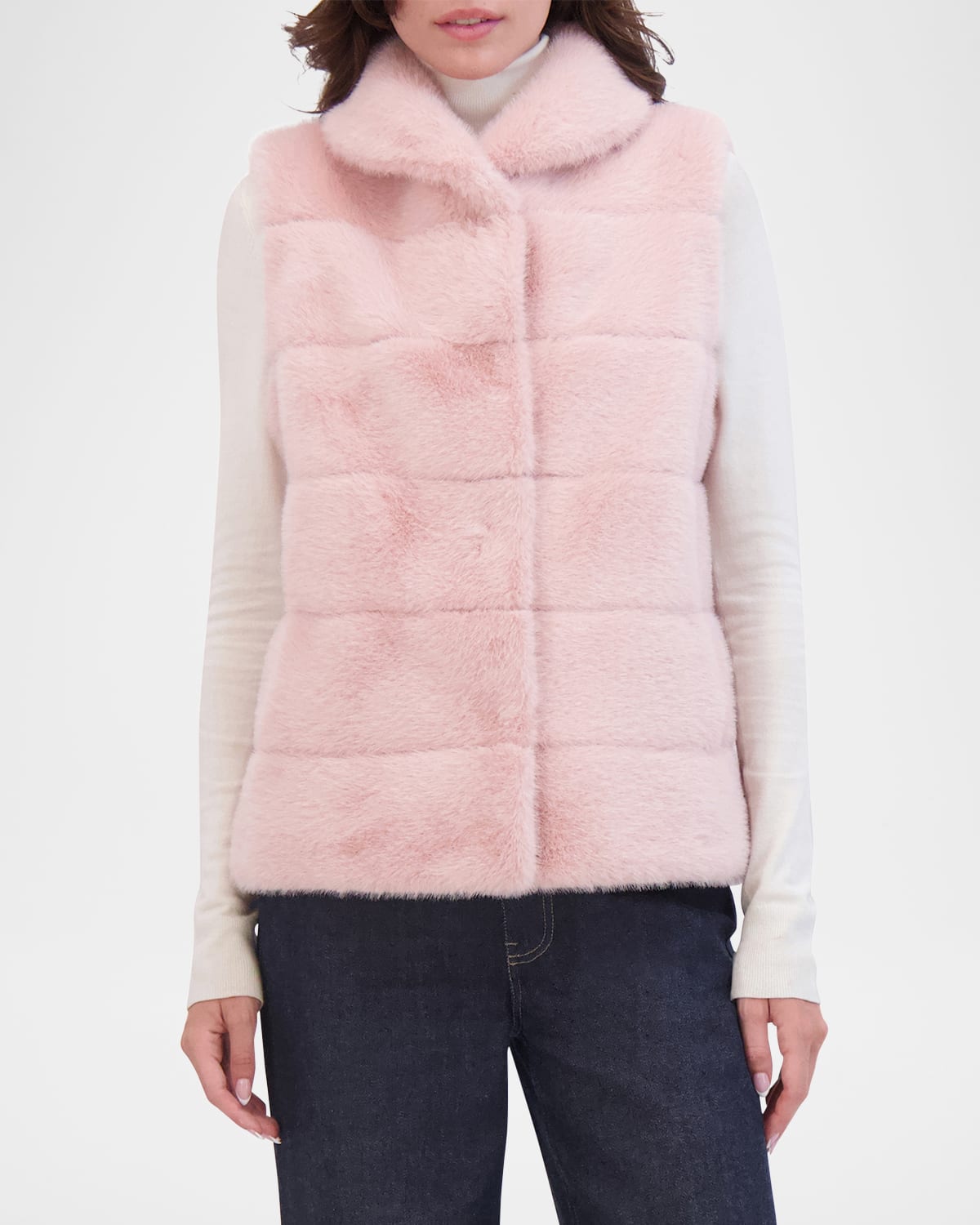 Horizontal Mink-Like Faux Fur Vest