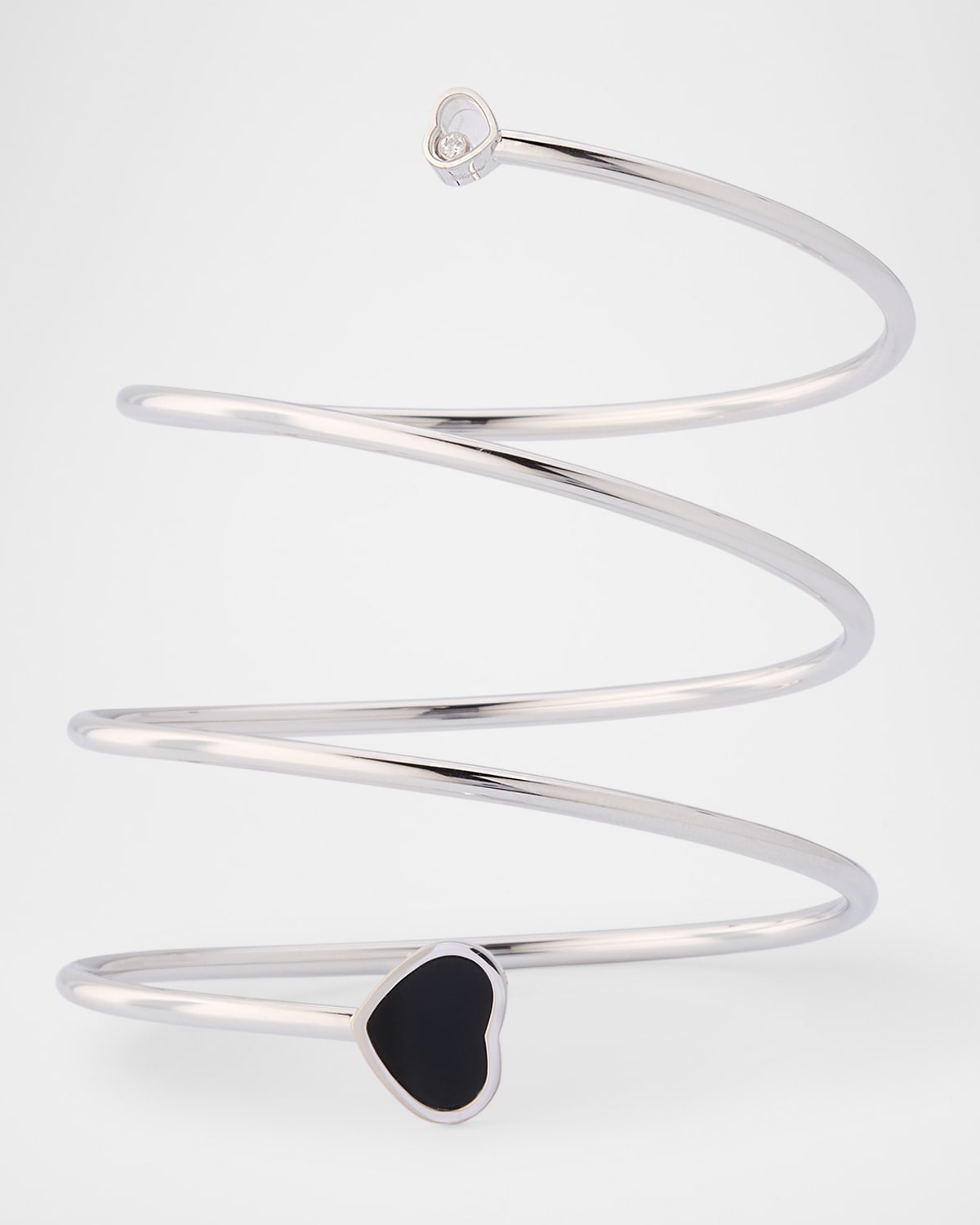 Happy Hearts 18K White Gold Onyx & Diamond Bracelet