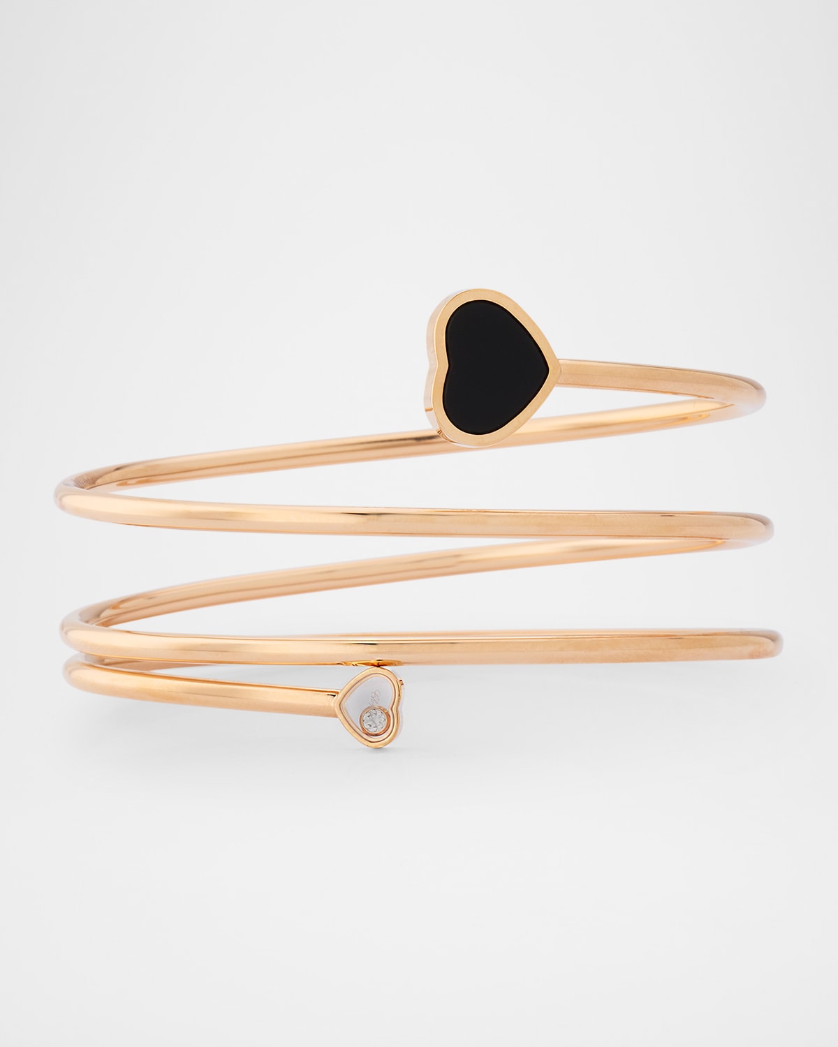 Happy Hearts 18K Rose Gold Onyx & Diamond Bracelet
