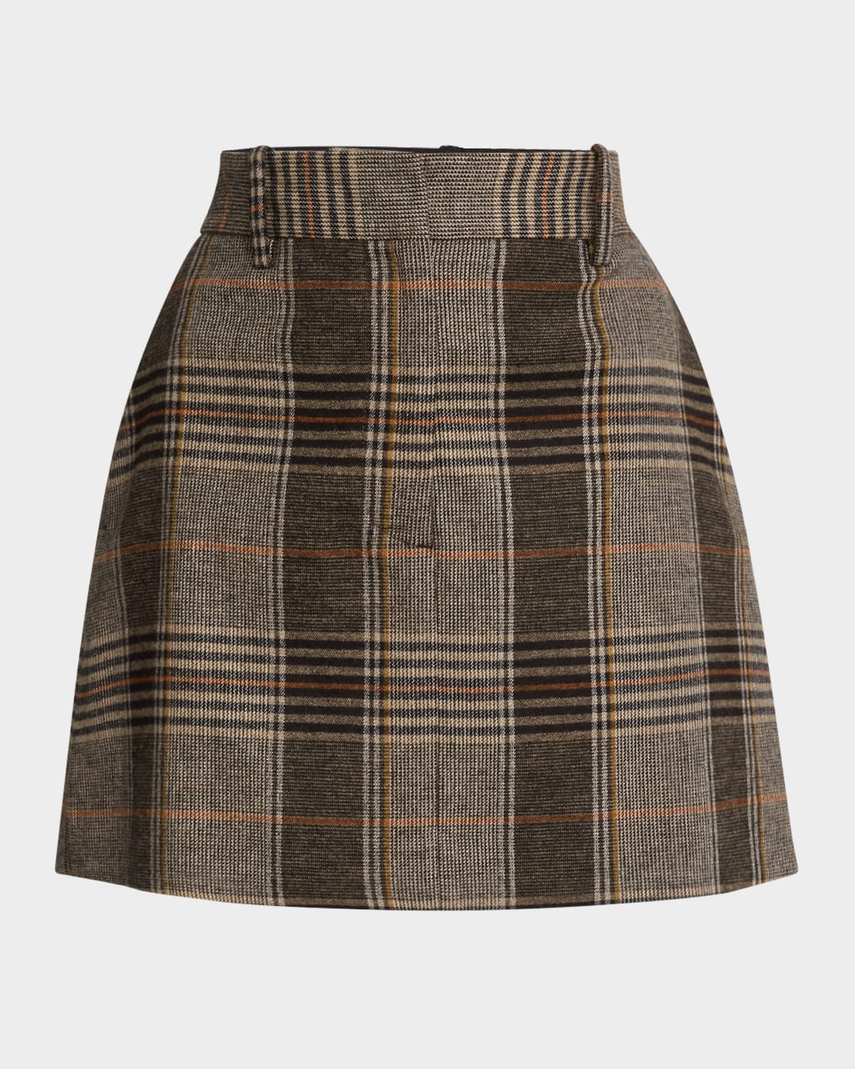 Plaid-Print Tailored Mini Skirt