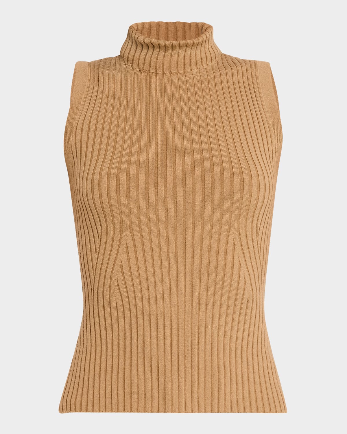 Sleeveless Ribbed Turtleneck Sweater