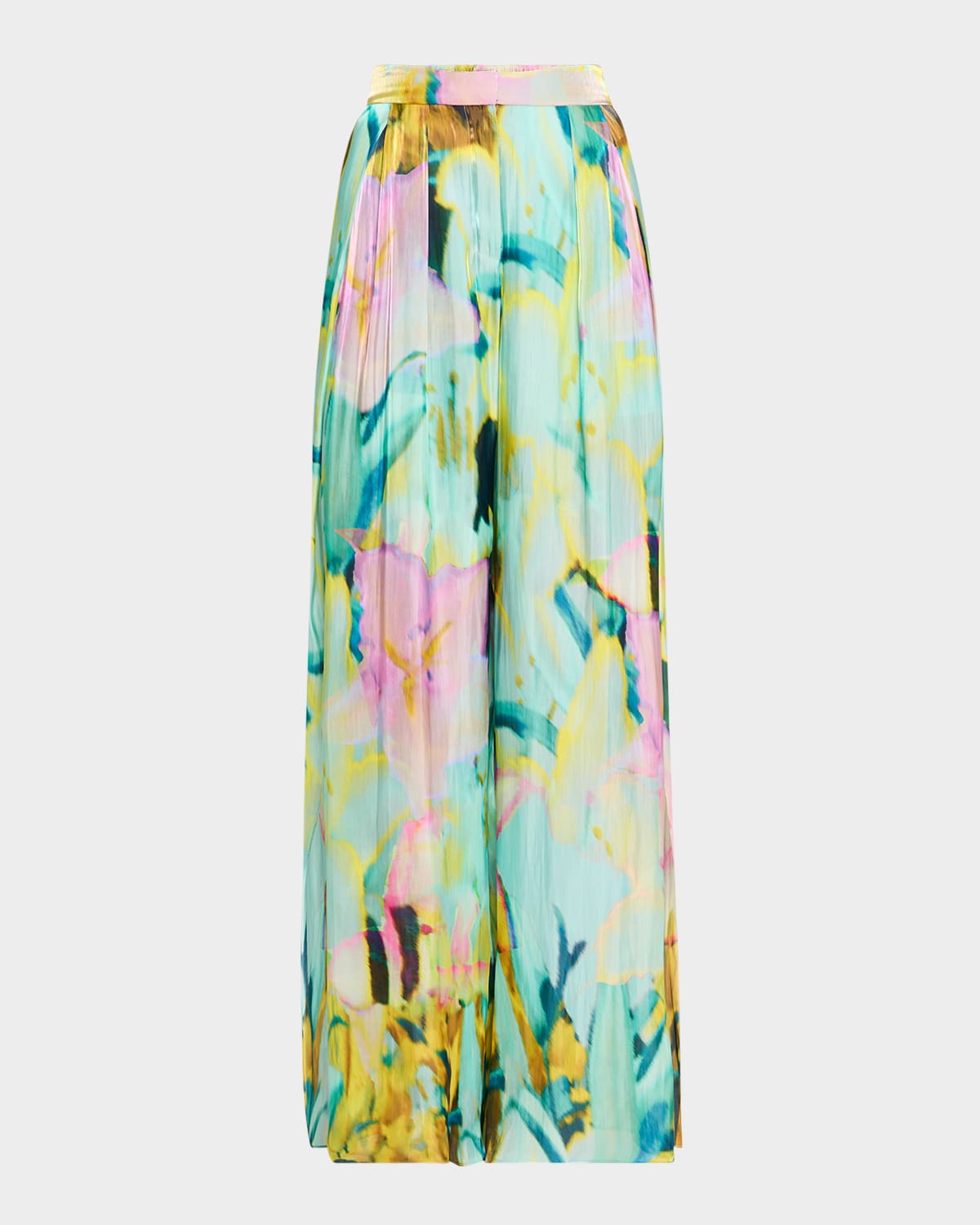 Loretta Wide-Leg Metallic Satin Pants