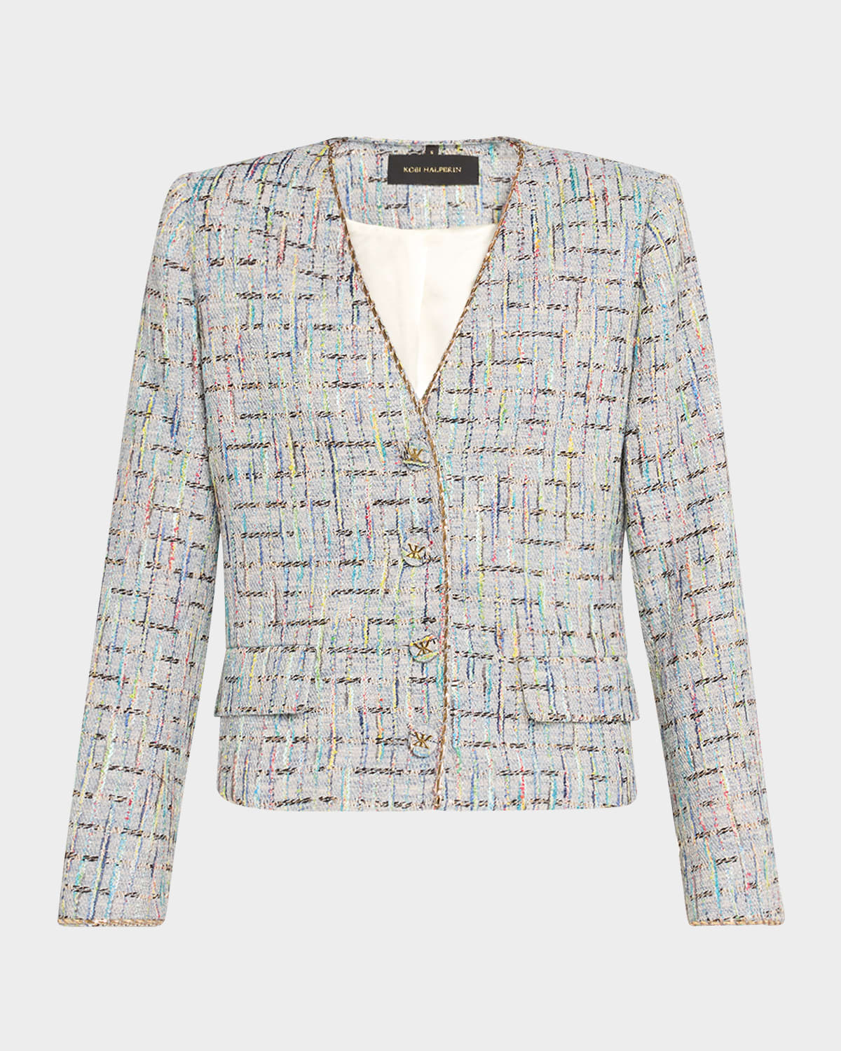 Lily Metallic-Trim Tweed Jacket