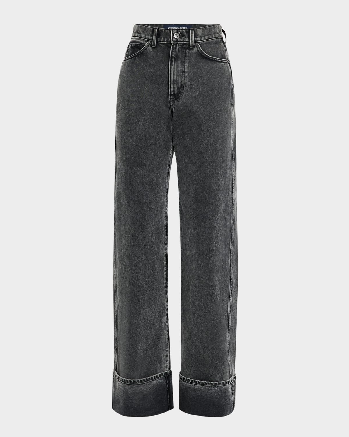 Veronica Beard Taylor High Waist Wide Leg Jeans In Stoned Washed Onyx