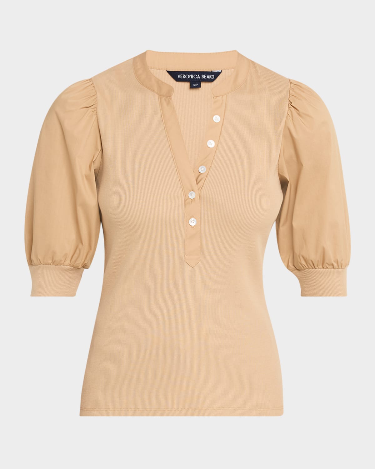 VERONICA BEARD CORALEE PUFF SLEEVE BUTTON-FRONT TOP 