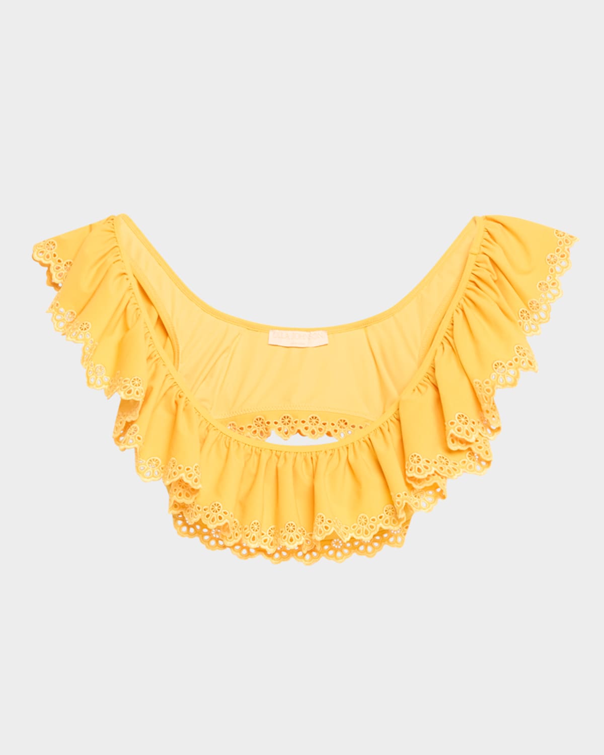 ULLA JOHNSON SELENA EMBROIDERED FLUTTER BIKINI TOP 