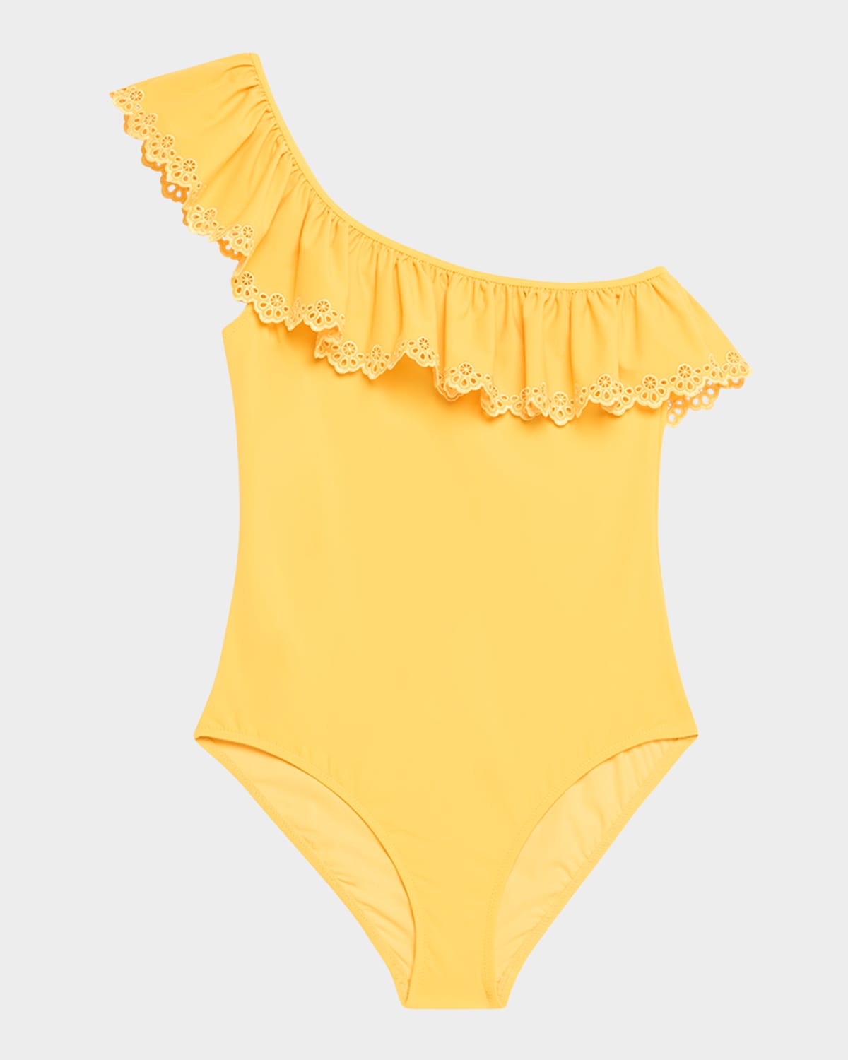 ULLA JOHNSON SOLARA EMBROIDERED FLUTTER ONE-PIECE SWIMSUIT 