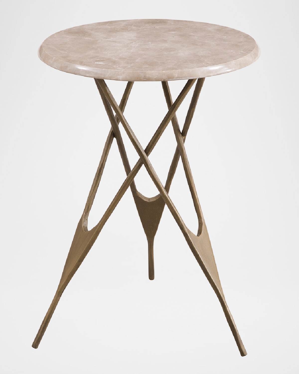 Shop Katherine Noble By Bmc Lilo Accent Table In Cream, Antique Brass