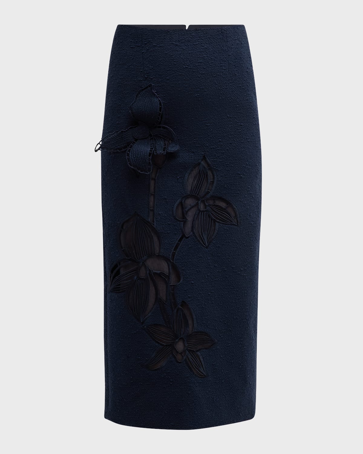 Cotton-Wool Tweed Maxi Pencil Skirt