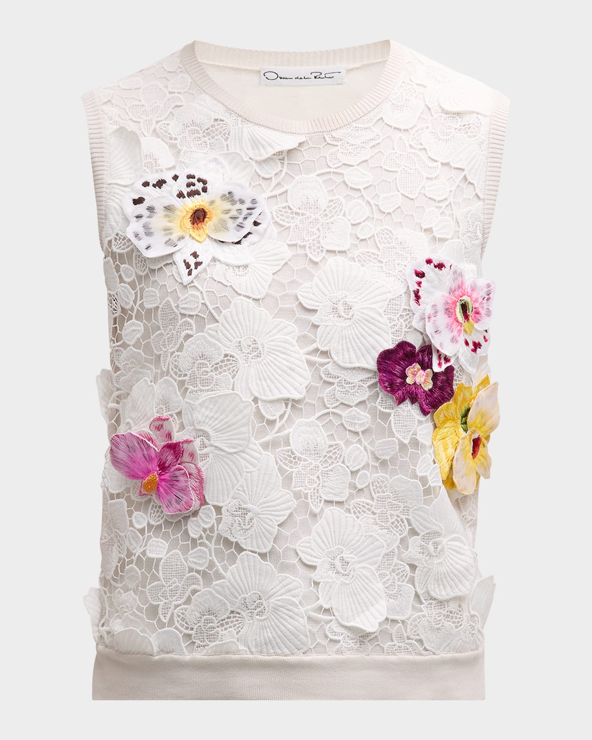 Orchid Embroidered Lace Knit Tank Top