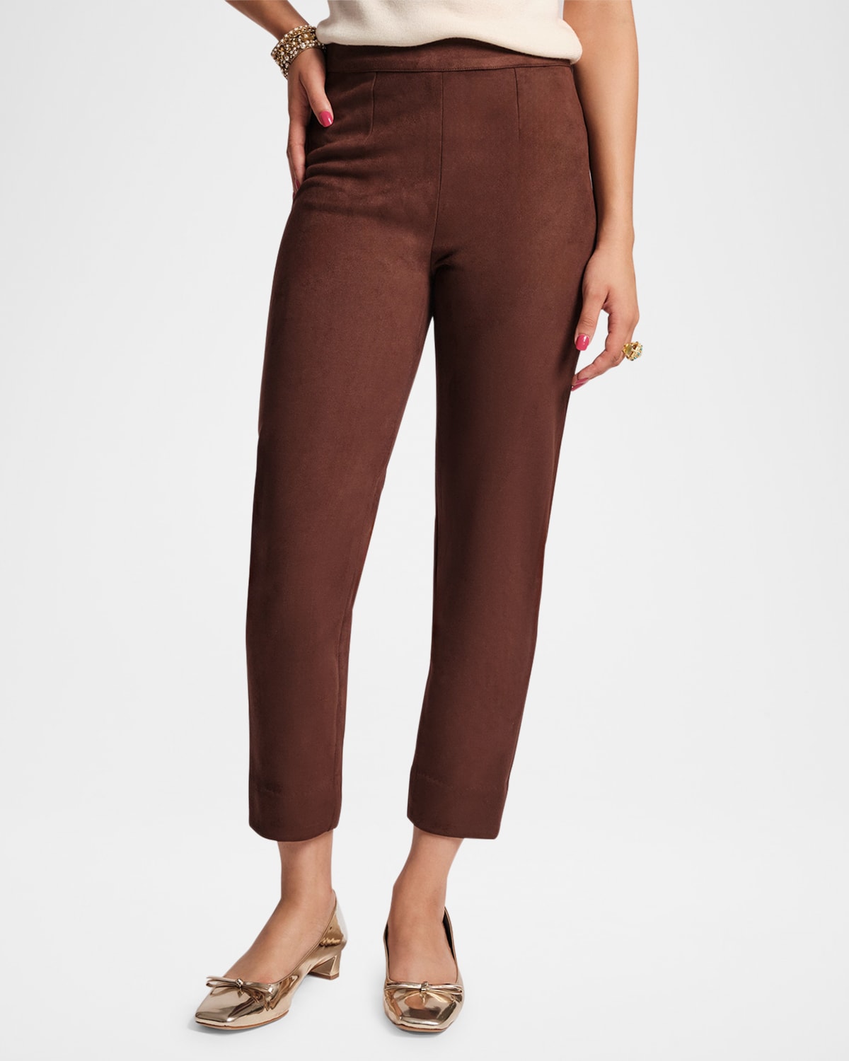 FRANCES VALENTINE LUCY CROPPED MICROSUEDE PANTS