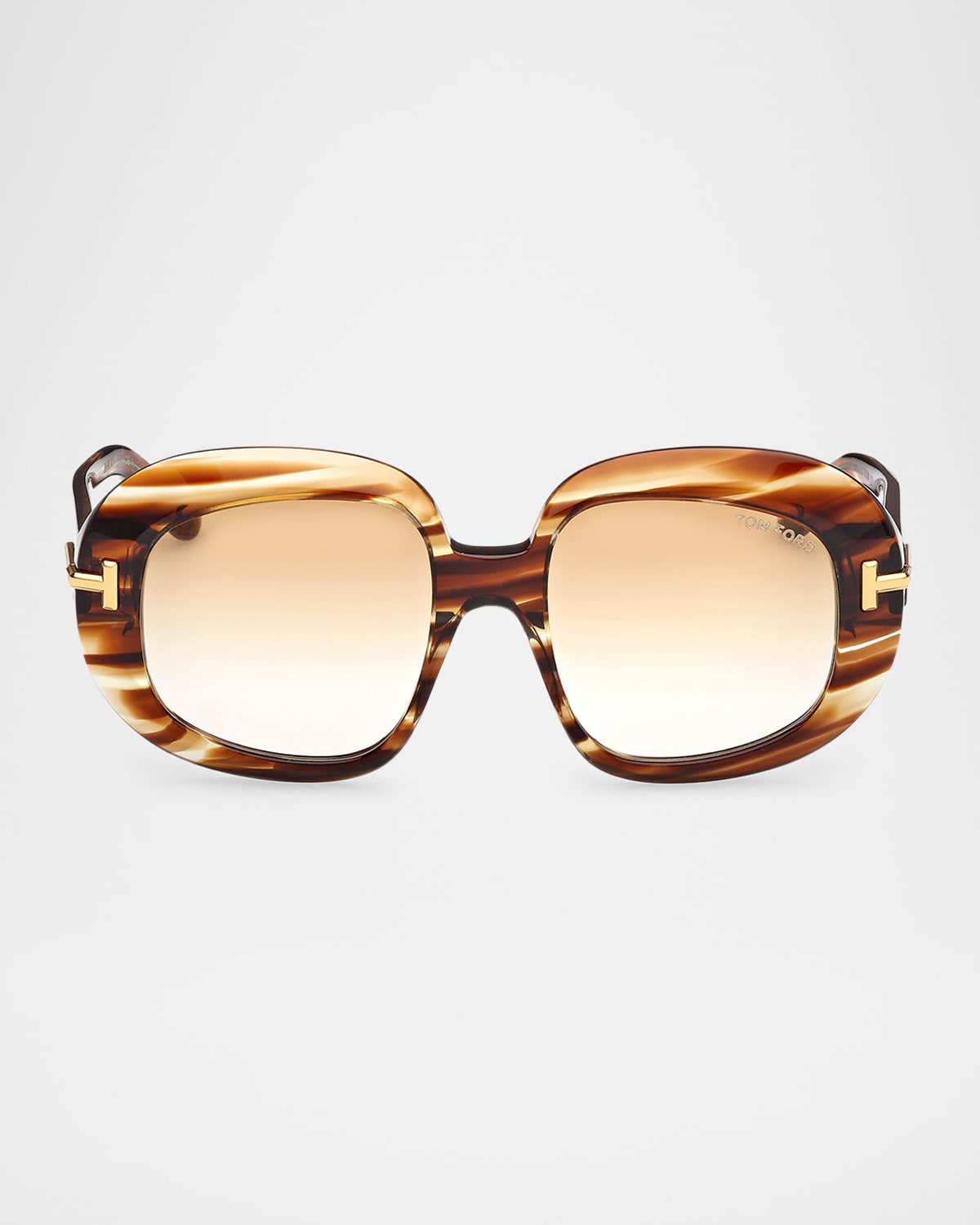 Tom Ford Icon 53mm Gradient Round Sunglasses In Colhav/brng