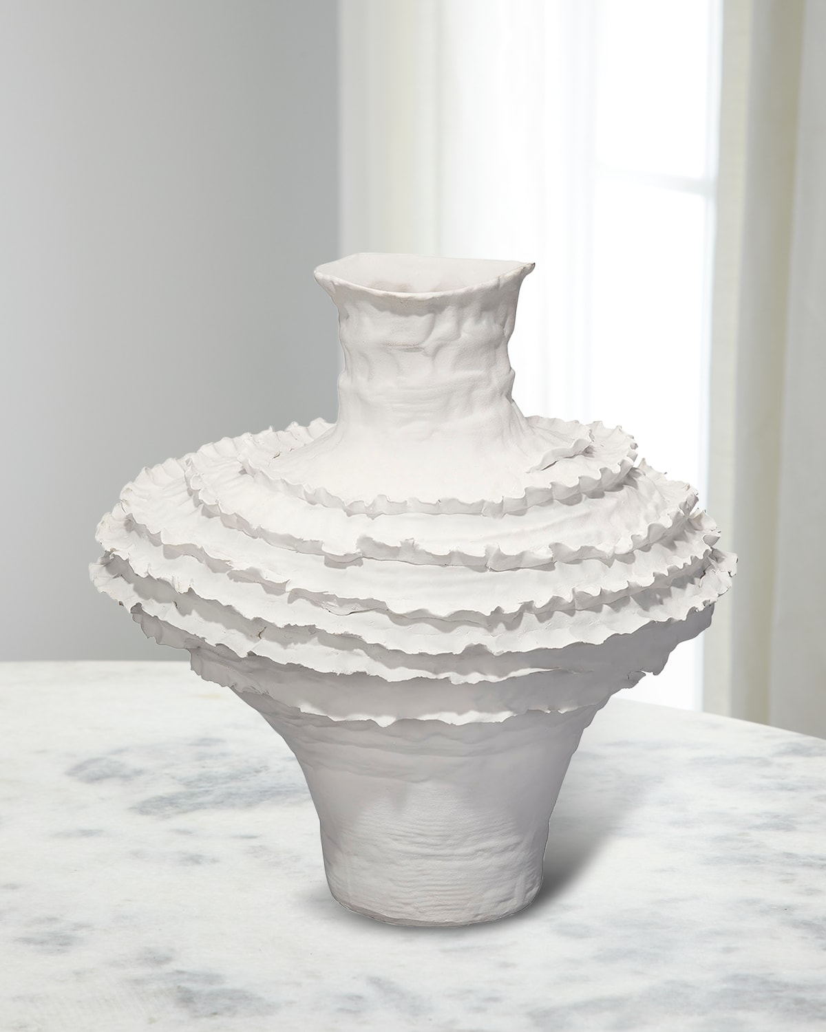 Jamie Young Ruffle Ceramic Decorative Vase In White