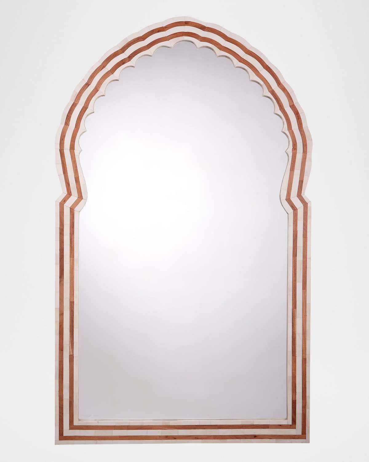 Jamie Young Bardot 60" Bone & Wood Wall Mirror In Natural