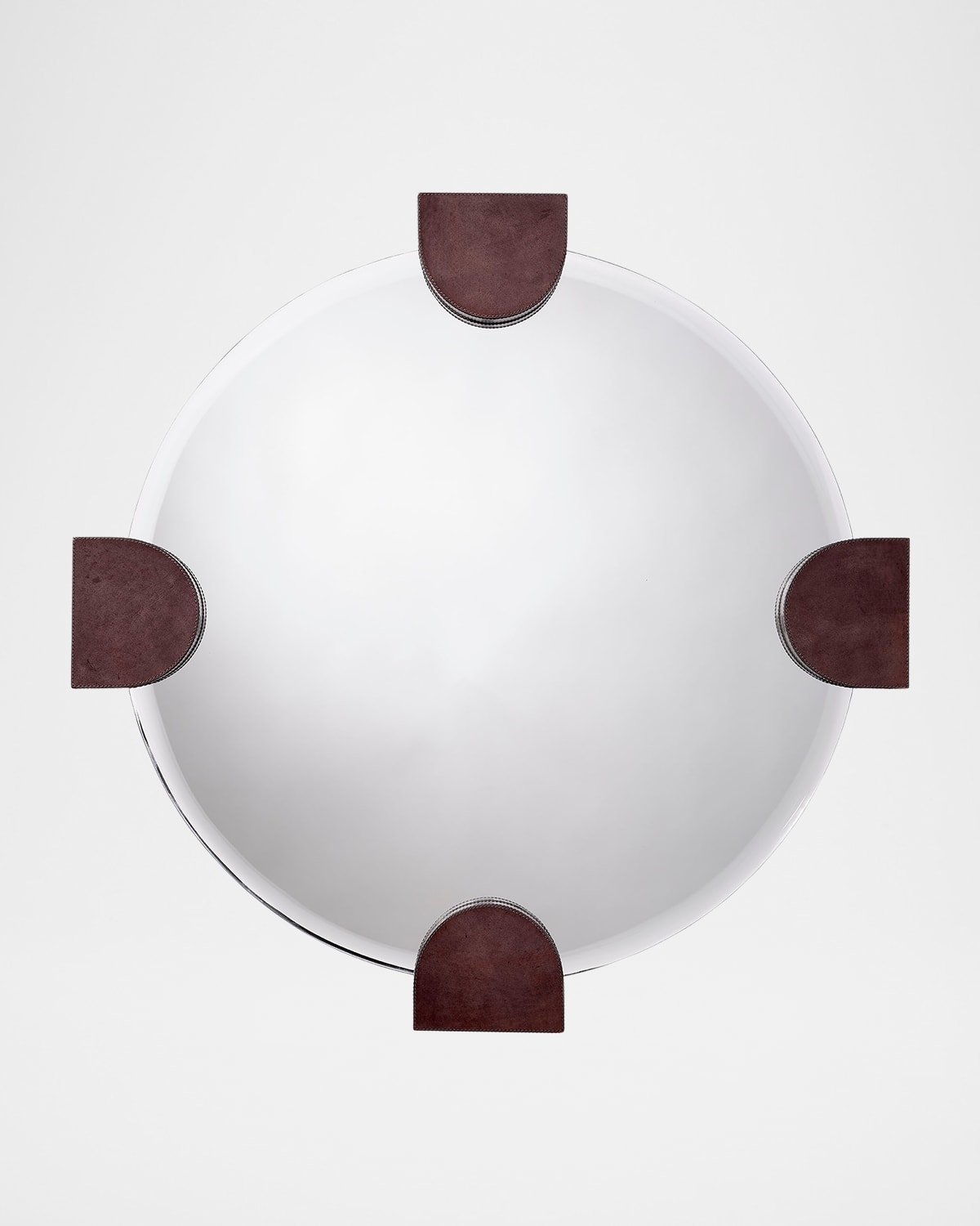 Jamie Young Quadrant Leather Round Wall Mirror In Brown