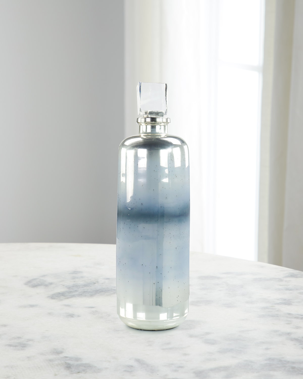 John-richard Collection Mercurial Small Glass Bottle, 30" In Blue