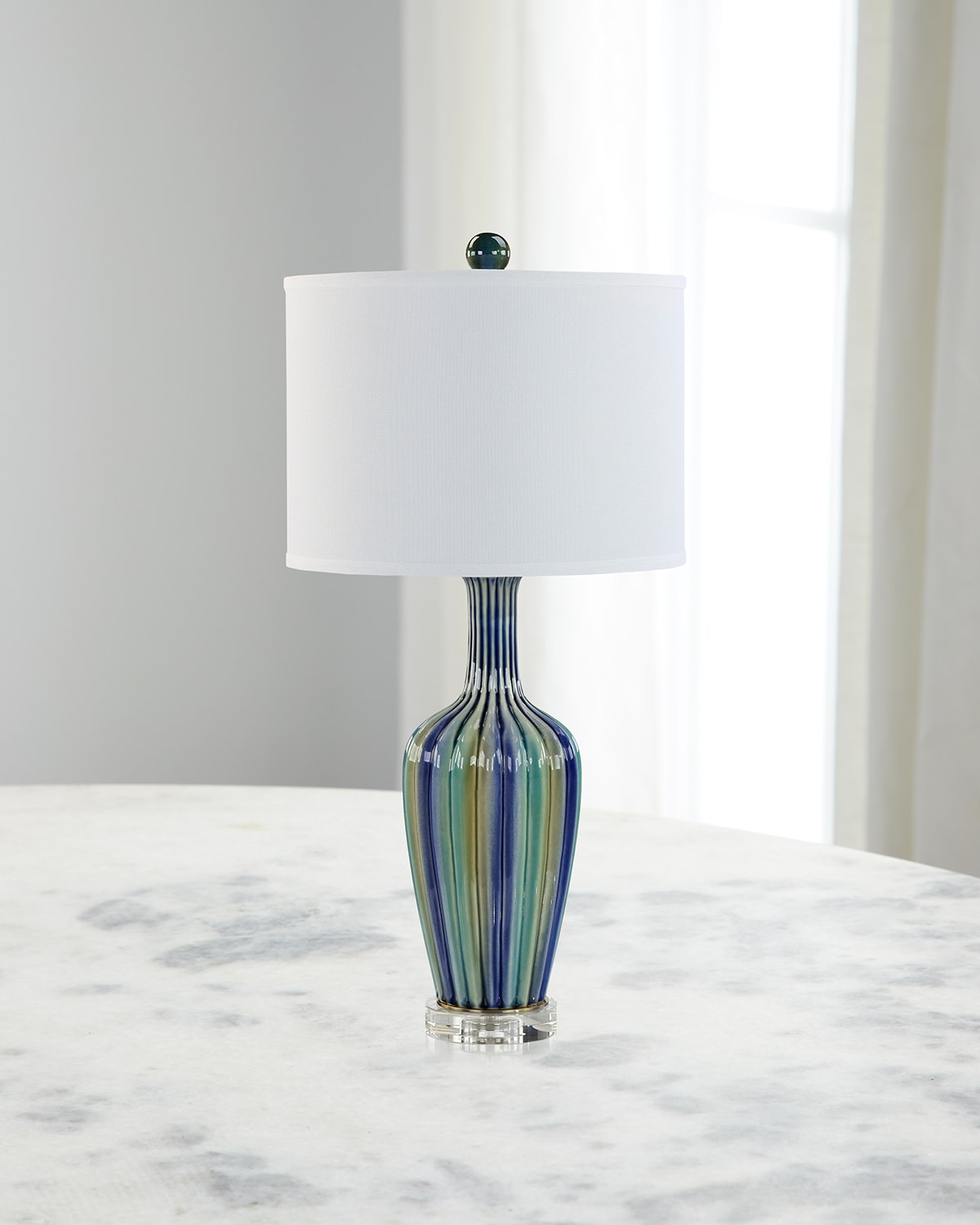 John-richard Collection Rayas 28" Ceramic Table Lamp In Blue