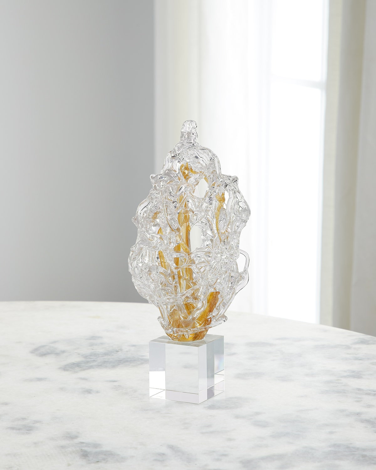 John-richard Collection Frozen Flame Sculpture On Crystal Base, Small In Clear