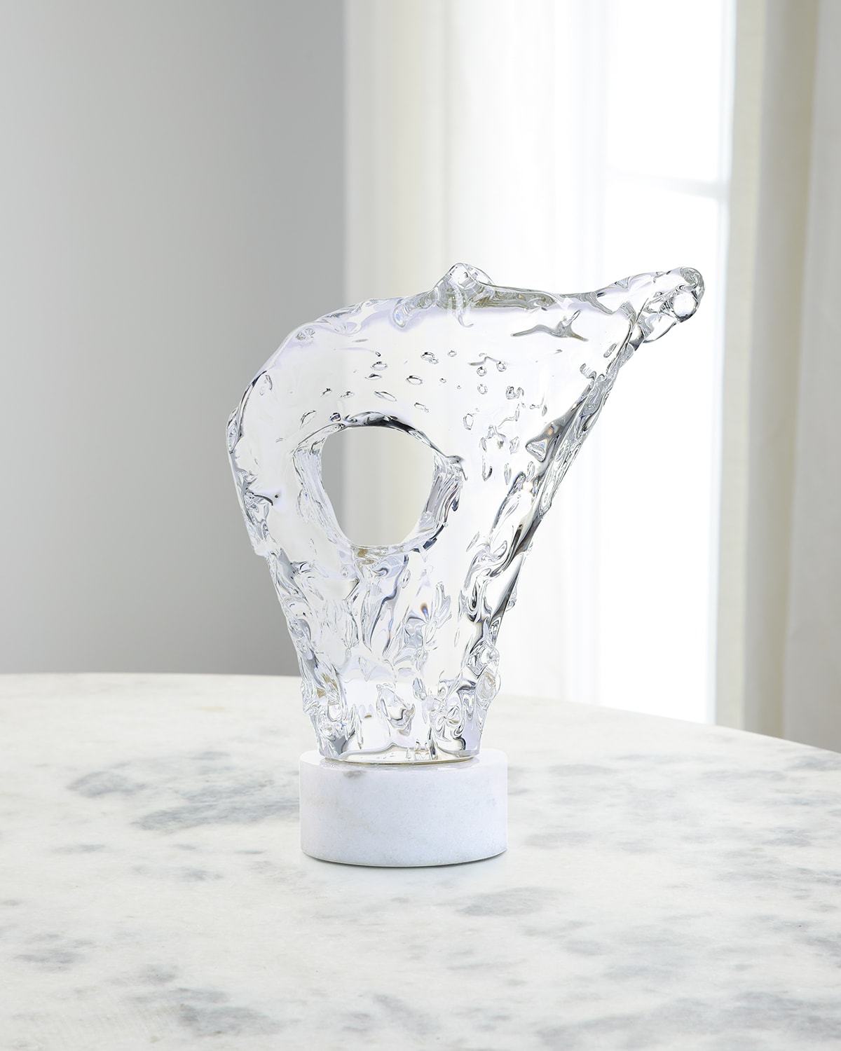John-richard Collection Glacial Wisp Sculpture On Marble Base, Large In White