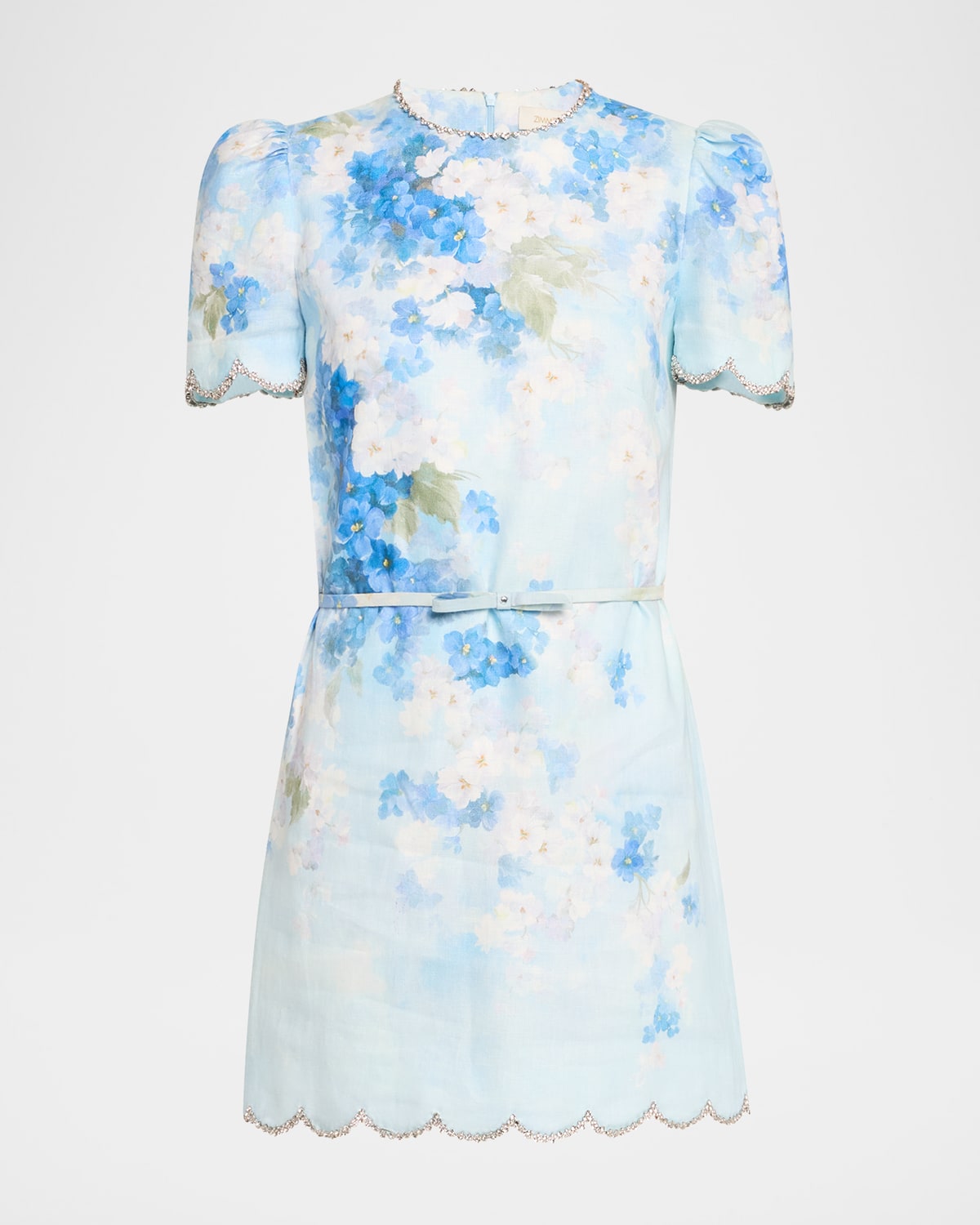 Shop Zimmermann Crush Scalloped Shift Dress In Blue Floral