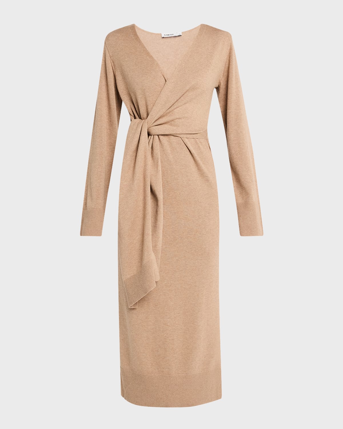 Simkhai Skyla Cashmere-blend Wrap Dress In Heather Teak