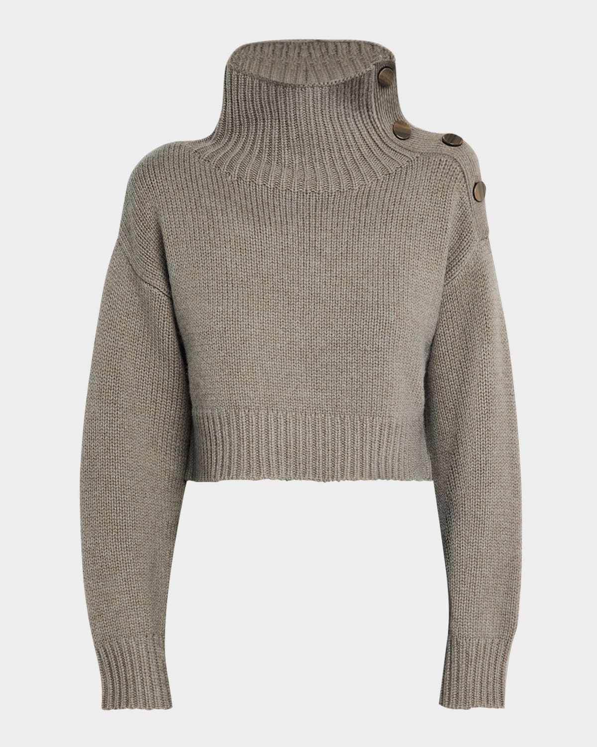 Yves Salomon Buttoned Wool-cashmere Turtleneck Sweater In Etretat