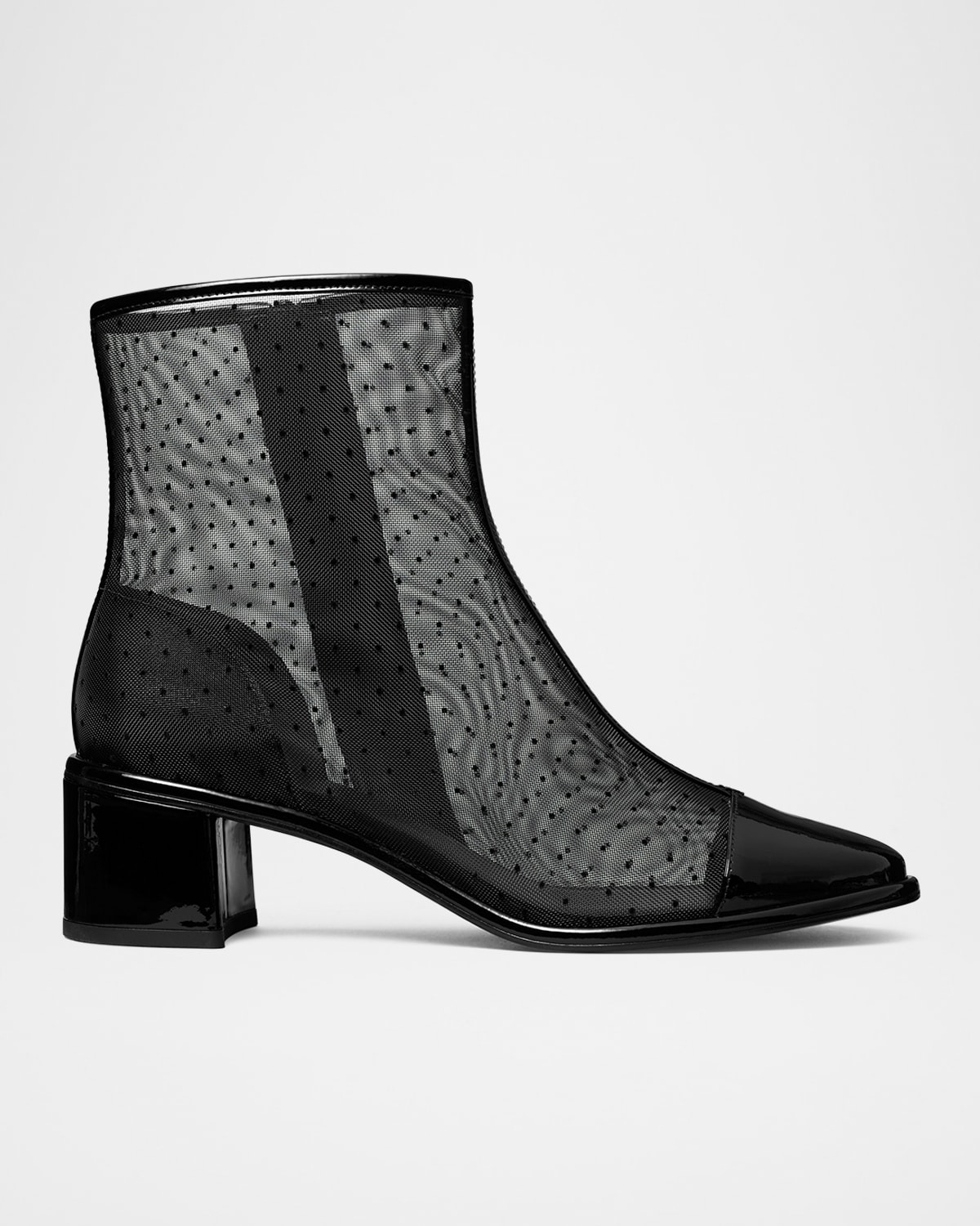 Polka-Dot Mesh Cap-Toe Ankle Boots