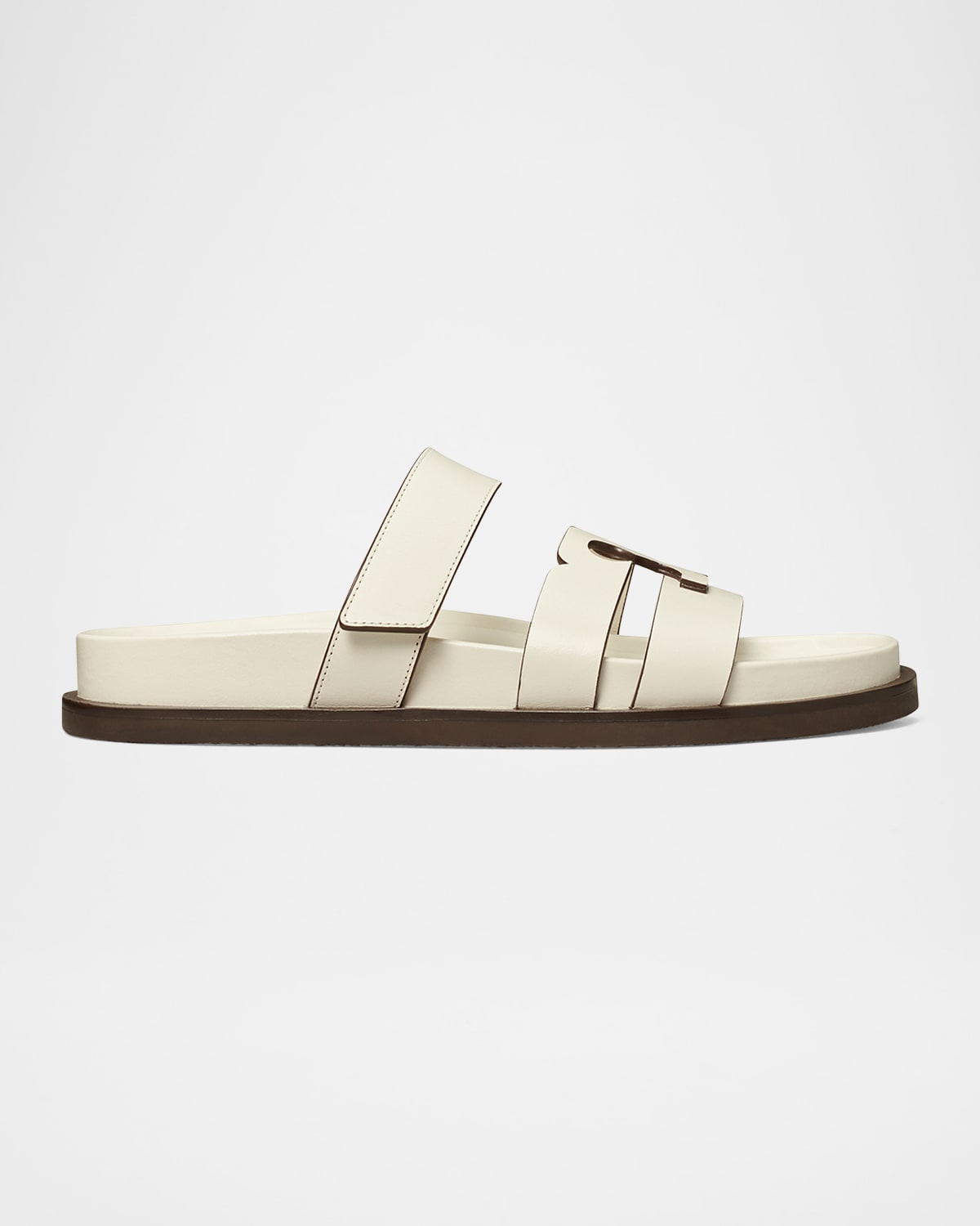 Shop Tory Burch Ines Leather Triple-band Sport Mule Sandals In New Ivory