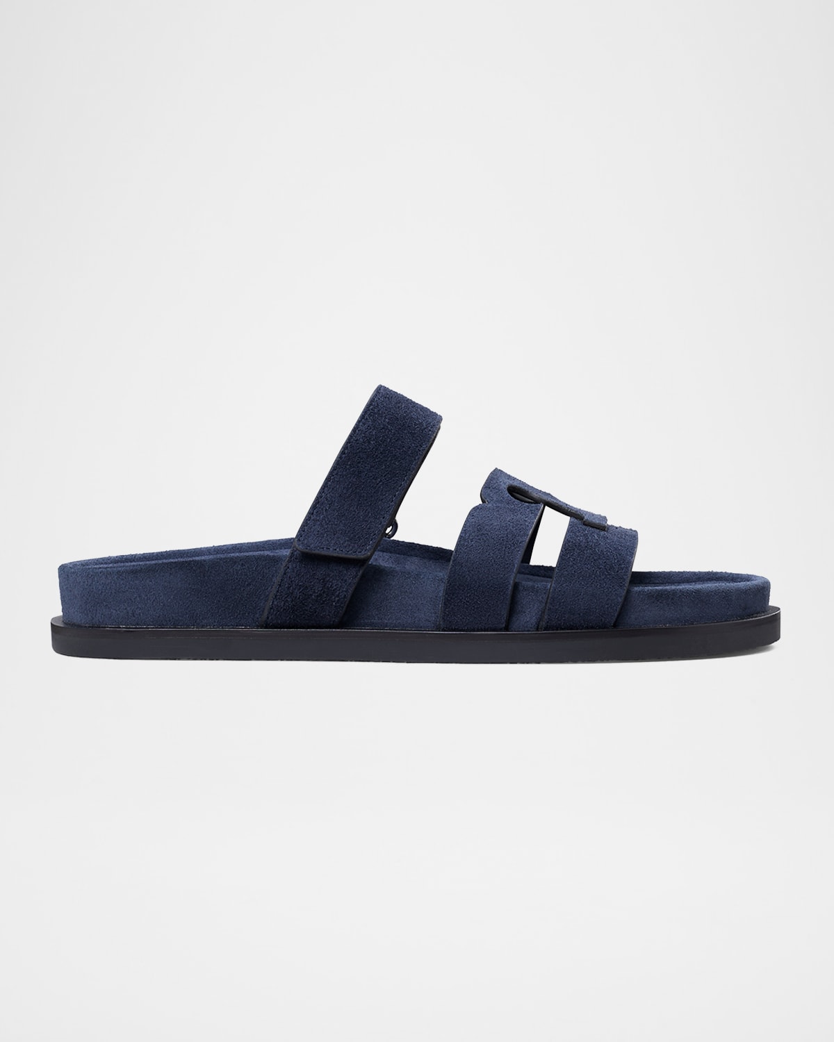 Shop Tory Burch Ines Suede Triple-band Sport Mule Sandals In New Navy