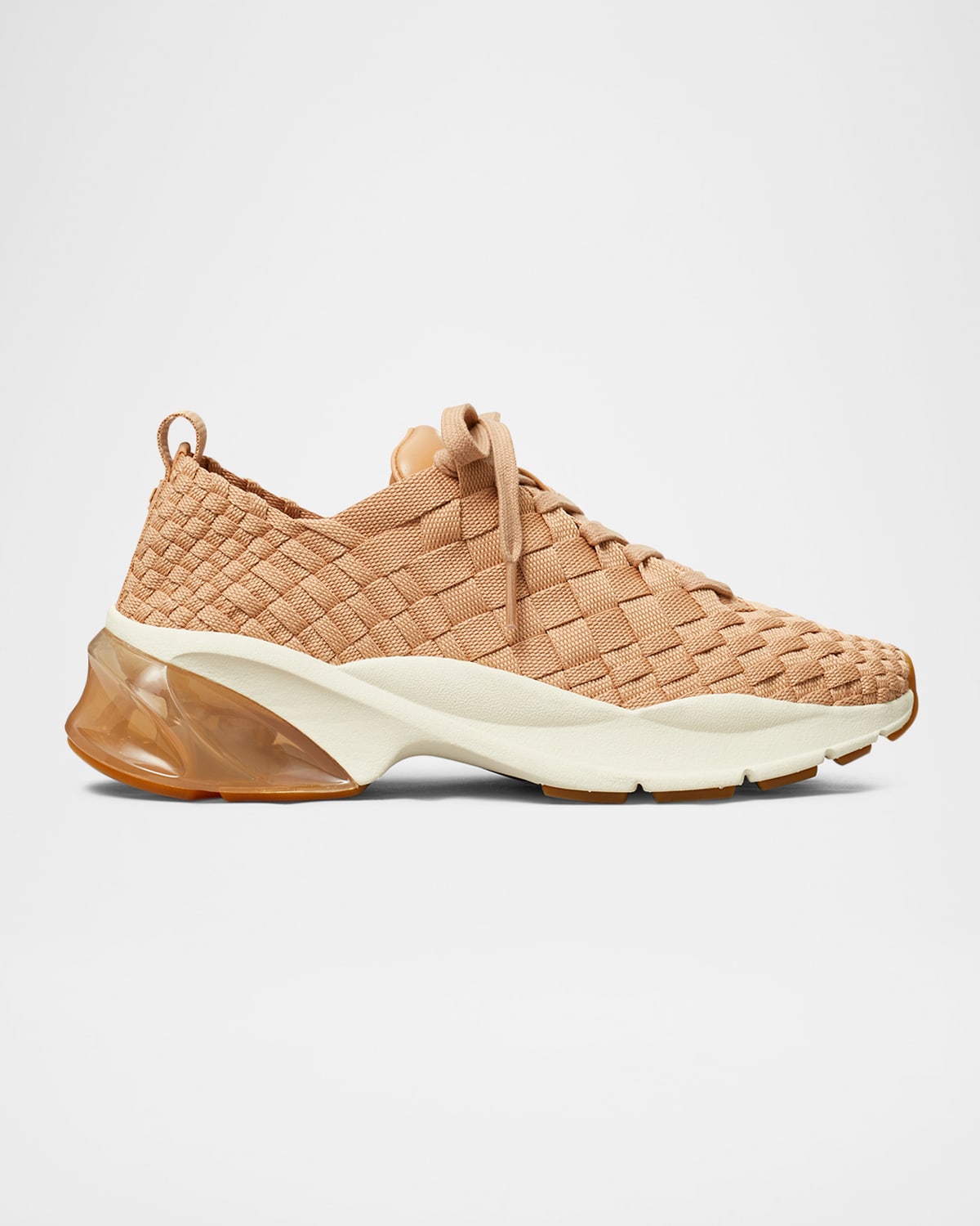 Shop Tory Burch Good Luck Woven Trainer Sneakers In Vintage Blush
