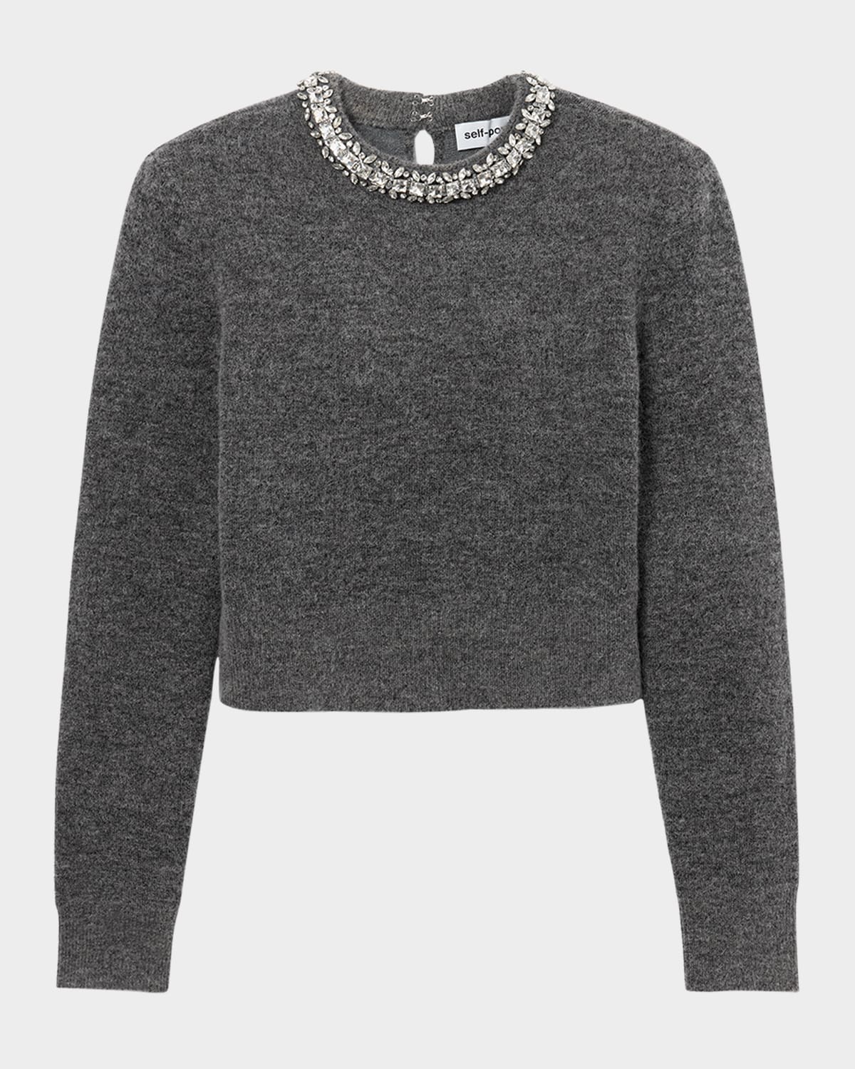 Self-portrait Self Portrait Grey Viscose Blend Sweater In Grey