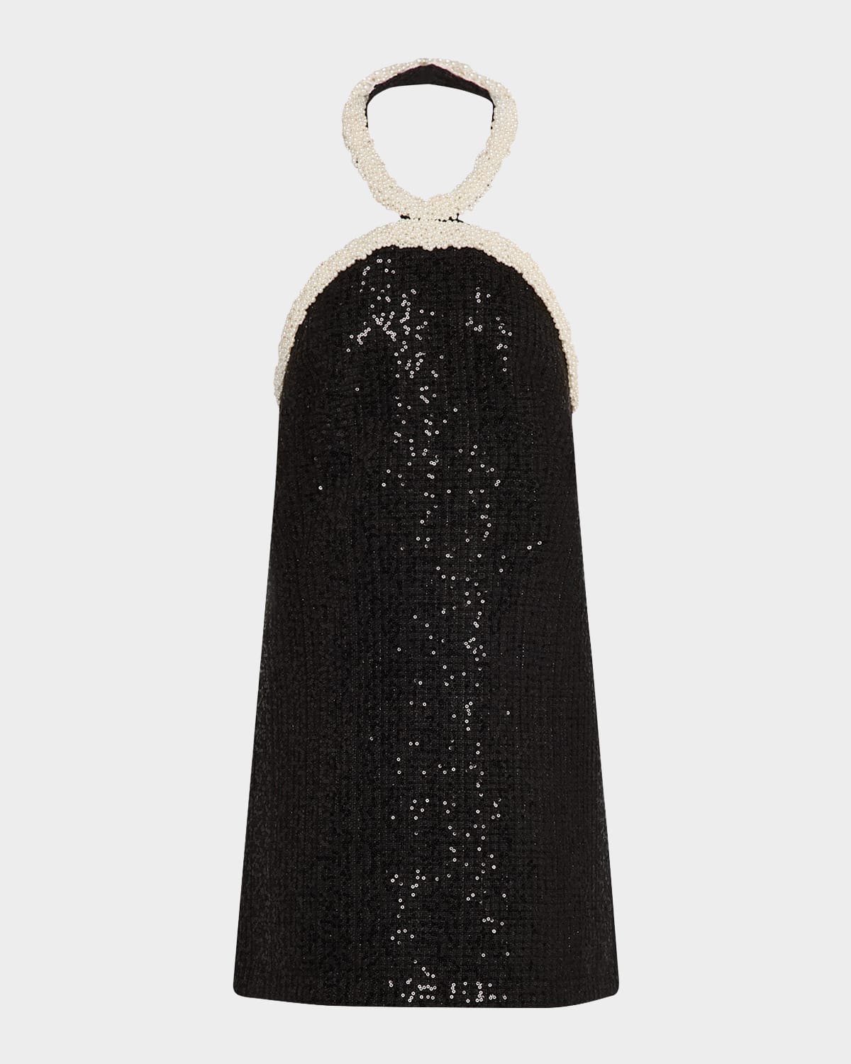Self-portrait Boucle Pearly-trim Mini Dress In Black
