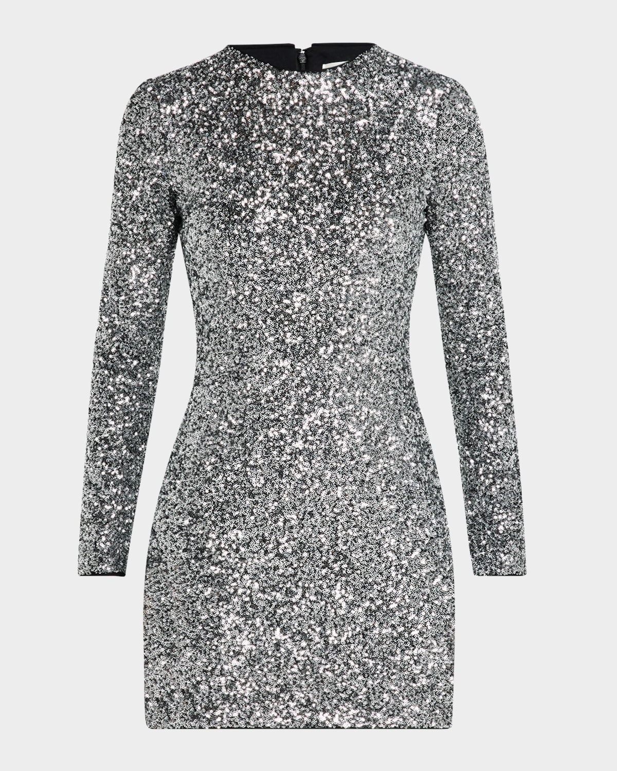 Long-Sleeve Sequined Mini Dress