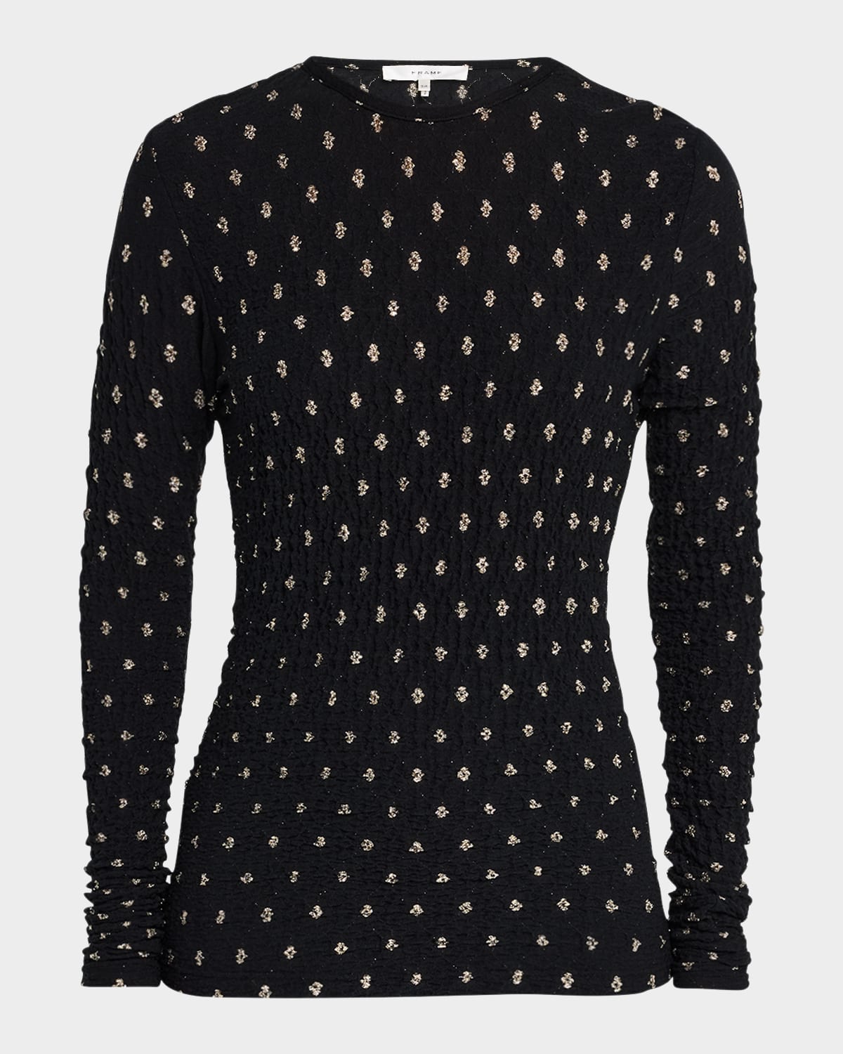 Frame Metallic Textured Mesh Top In Black Multi