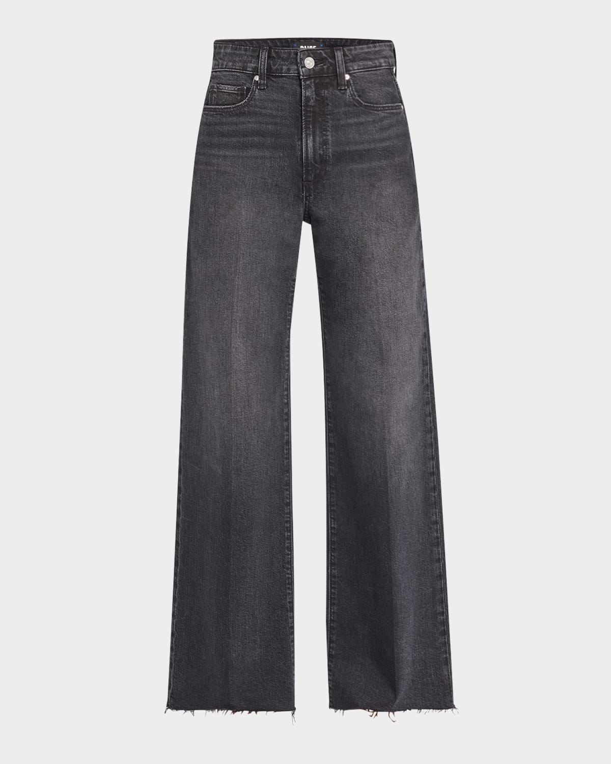 Paige Anessa High Rise Wide Leg Ankle Jeans In Black Lotus In Viper Black Distressed