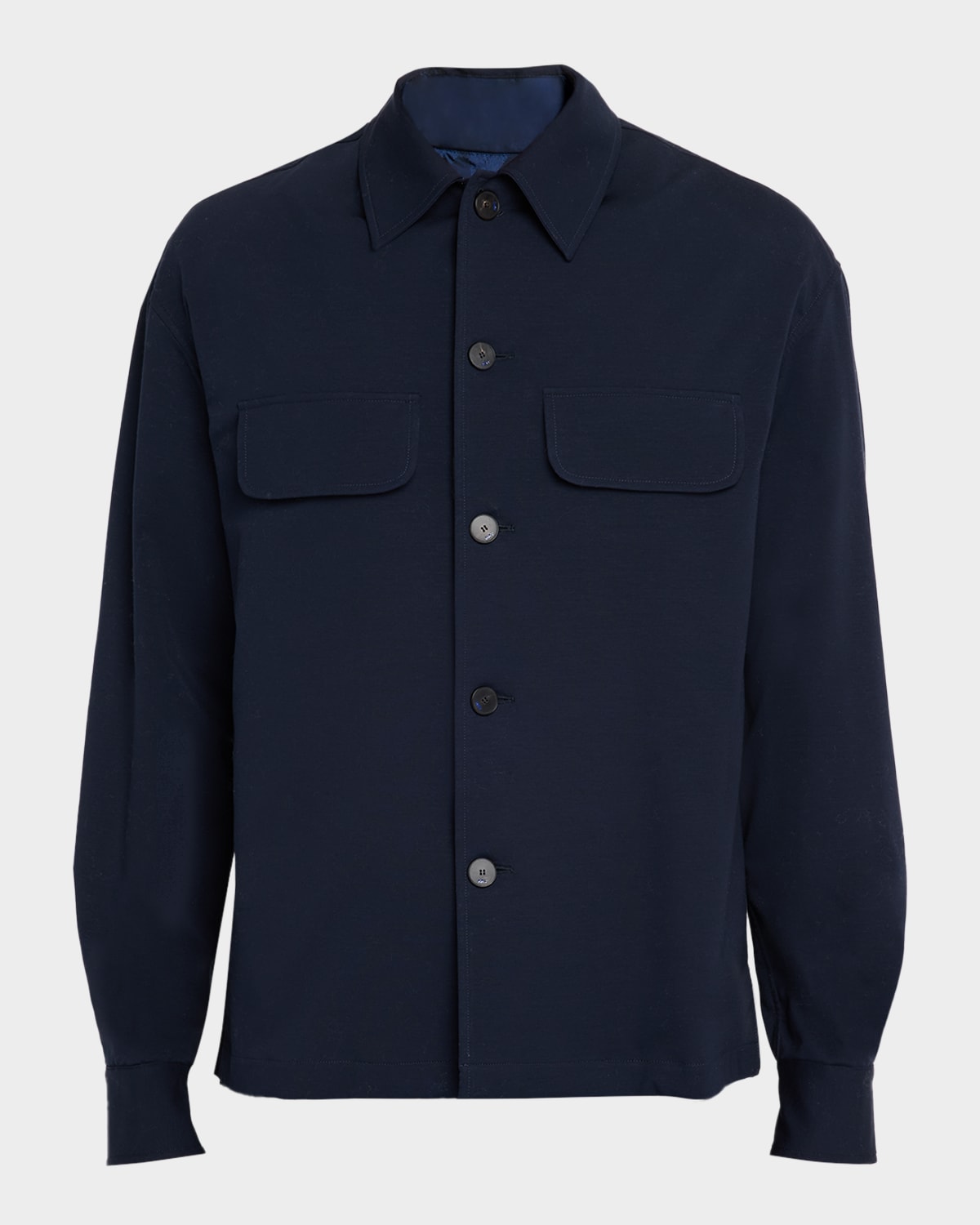 Men's Cotton Stretch Flap-Pocket Overshirt