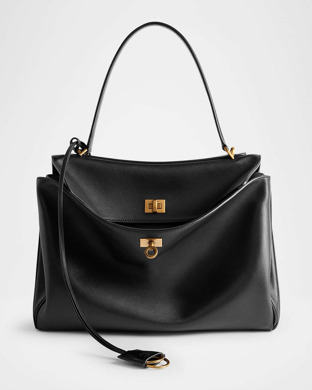 Balenciaga Shoulder Bag Structured Gold-tone Hardware In Black