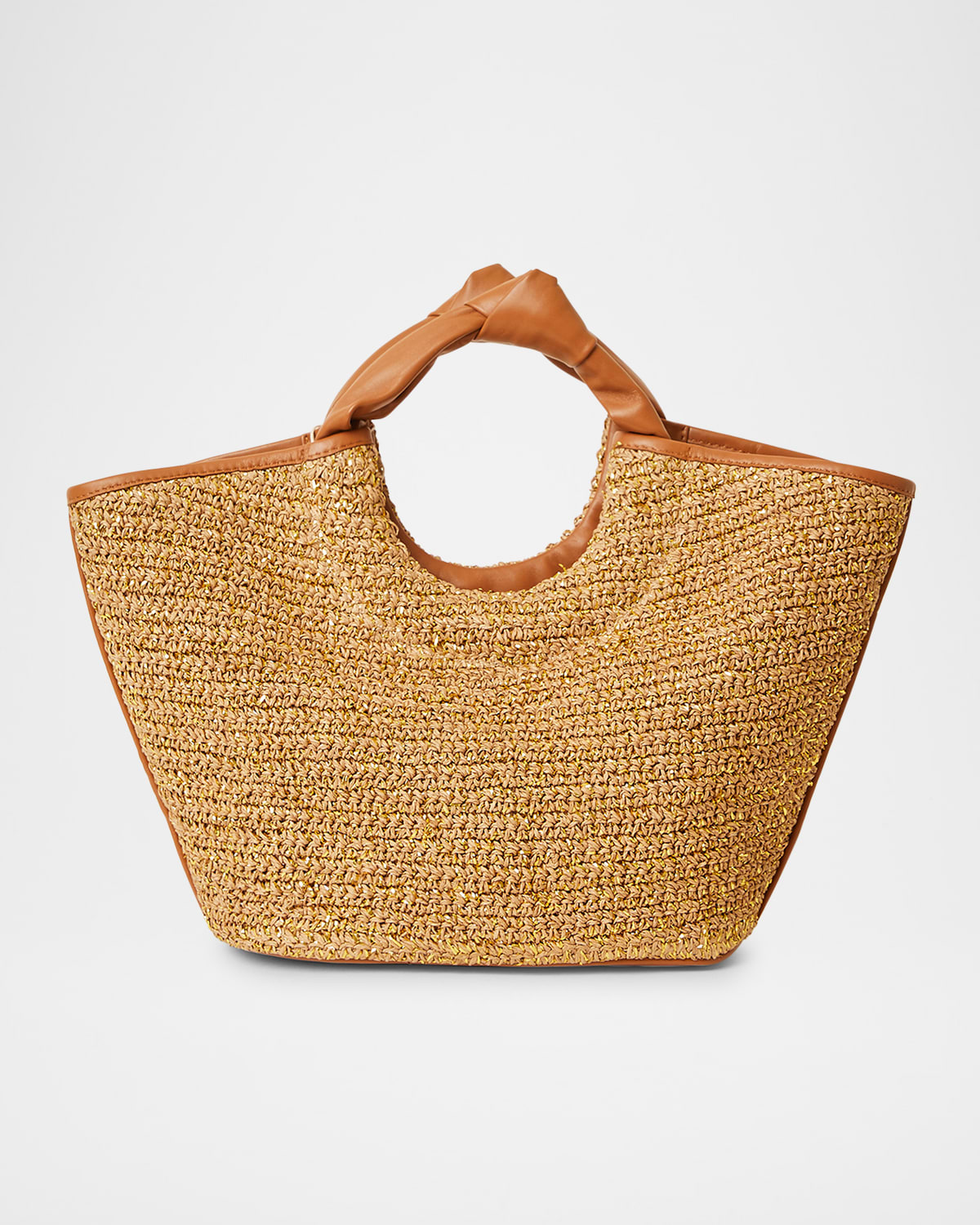 BTB Los Angeles Florian Knotted Metallic Raffia Tote Bag