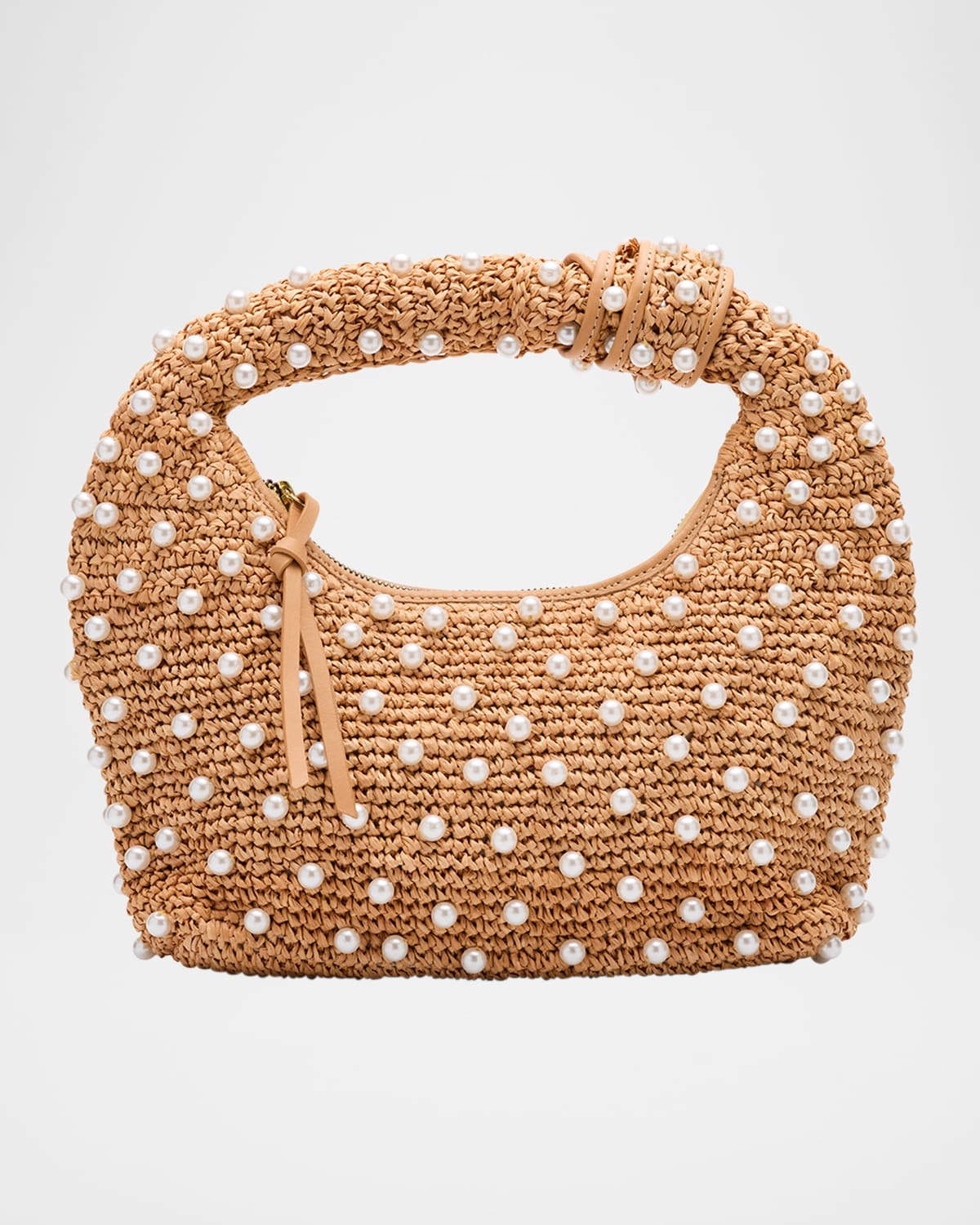 Maeve Pearly Raffia Hobo Bag