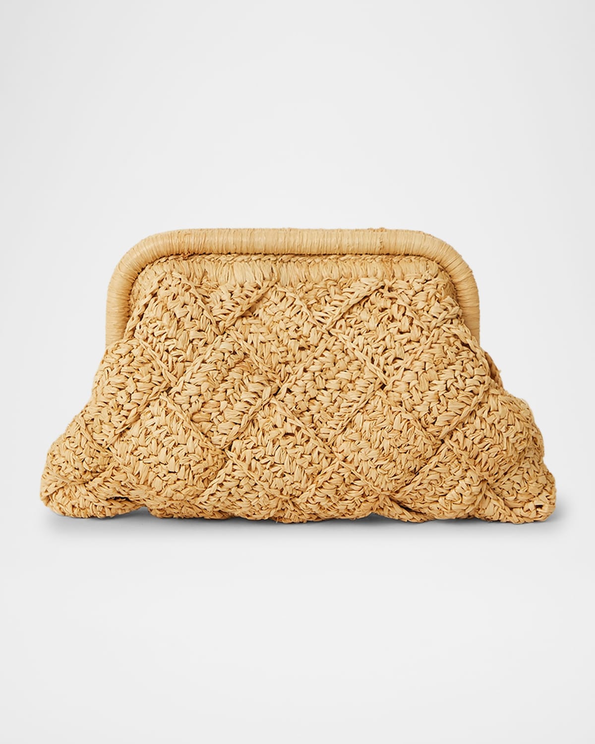 Gigi Framed Woven Raffia Clutch Bag