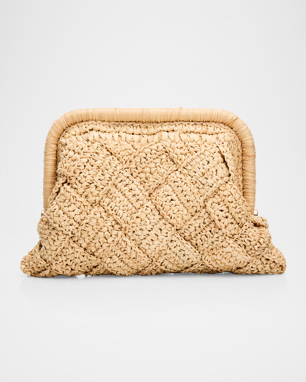 BTB Los Angeles Gigi Framed Woven Raffia Clutch Bag