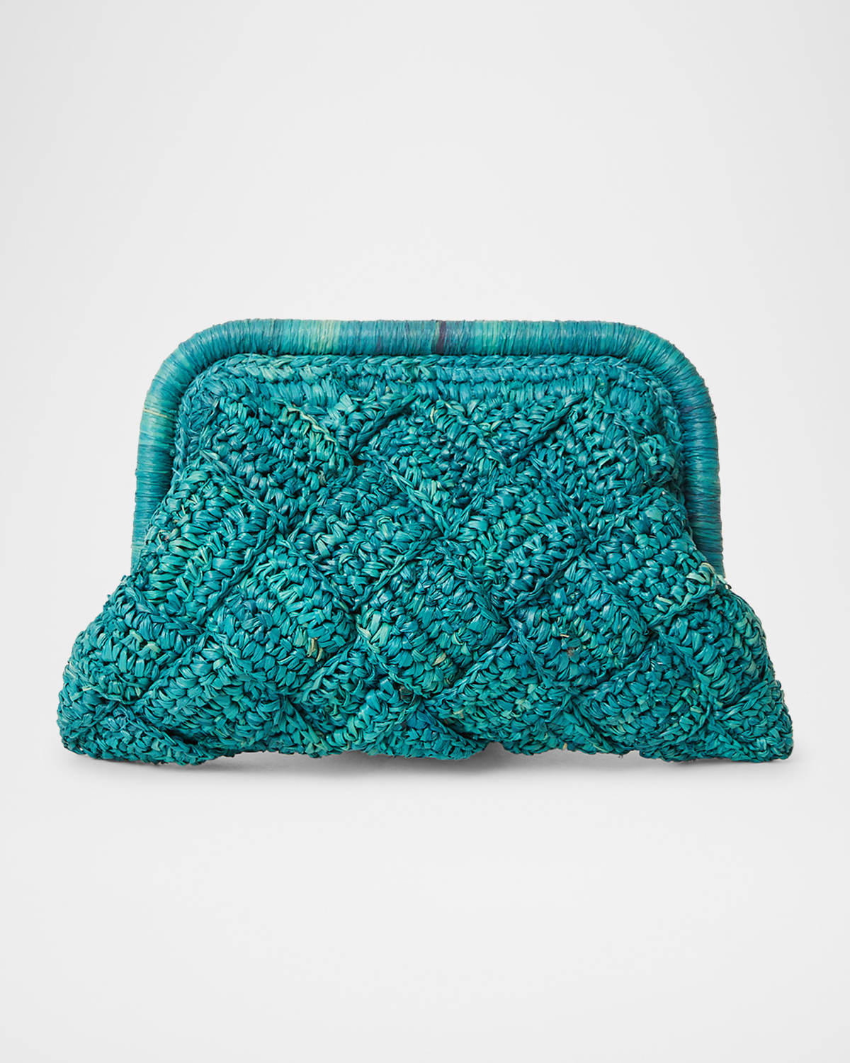 Gigi Framed Woven Raffia Clutch Bag