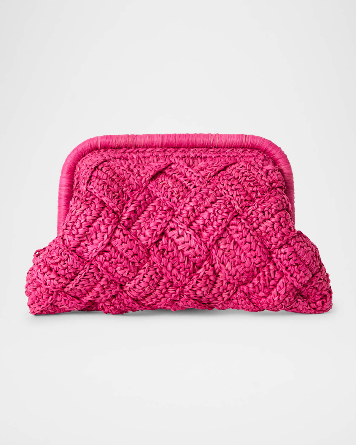 Gigi Framed Woven Raffia Clutch Bag