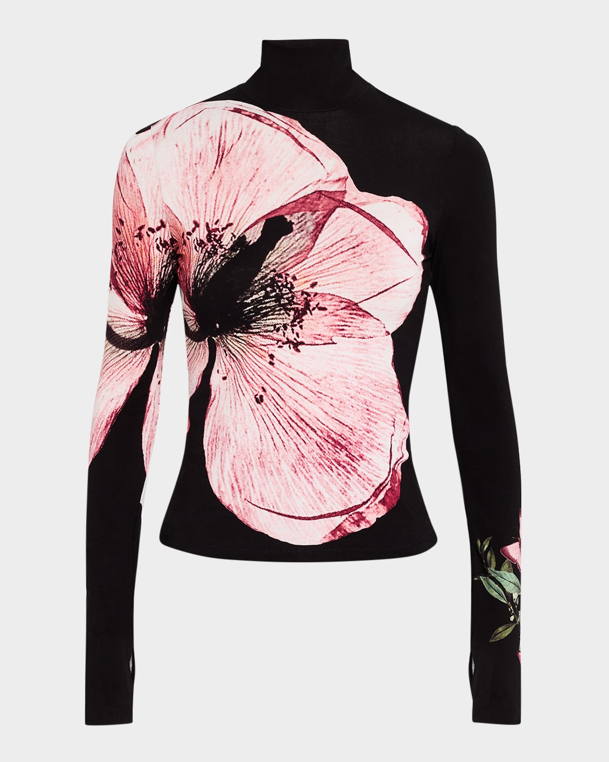 Alice And Olivia Delaina Womens Floral Print Viscose Turtleneck Top In Luna Floral