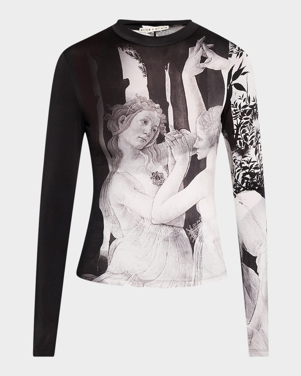 Alice And Olivia Delaina Long Sleeve Turtleneck Top In Renaissance Fresco