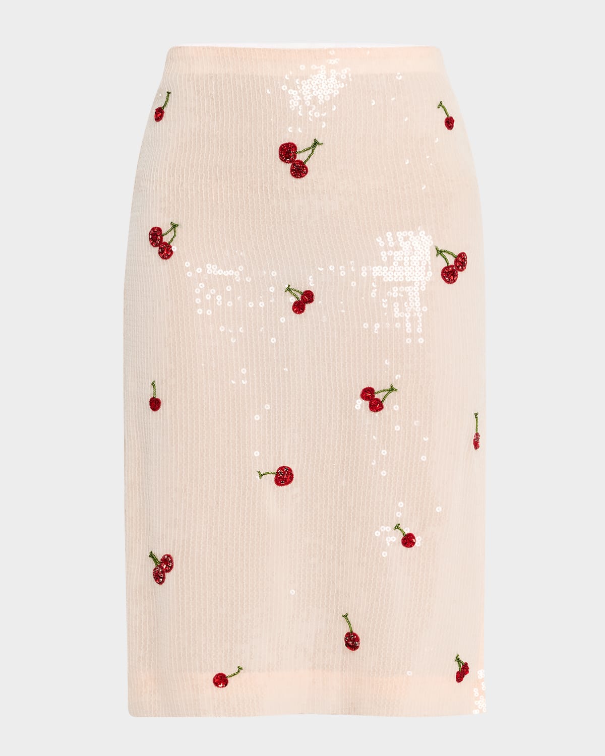 DES PHEMMES CHERRY SEQUINED MIDI SKIRT 